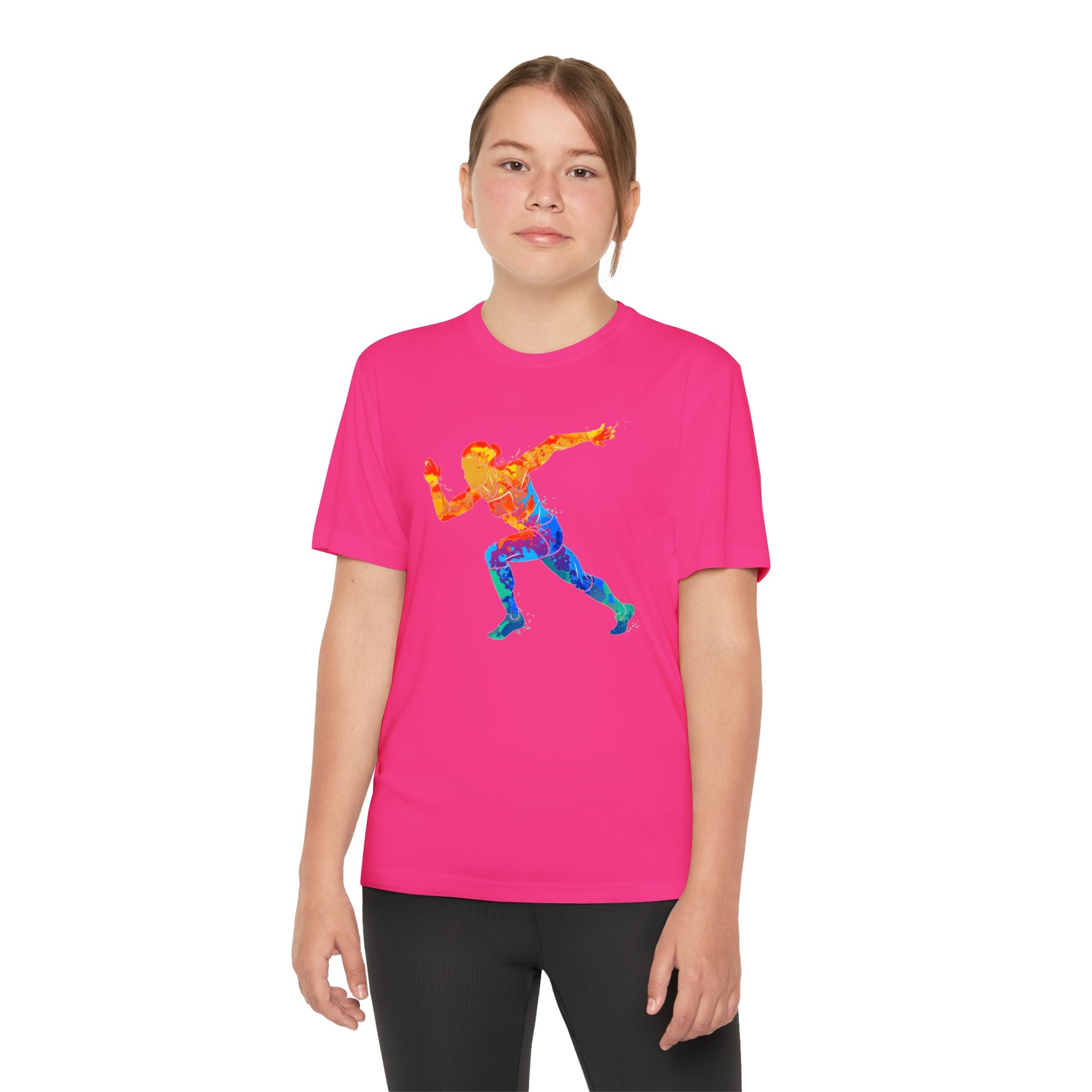 Running Youth T-Shirt Sports Graphic Tee, Cool Athletic Shirt for Kids, Perfect for Sports Events, Team Spirit