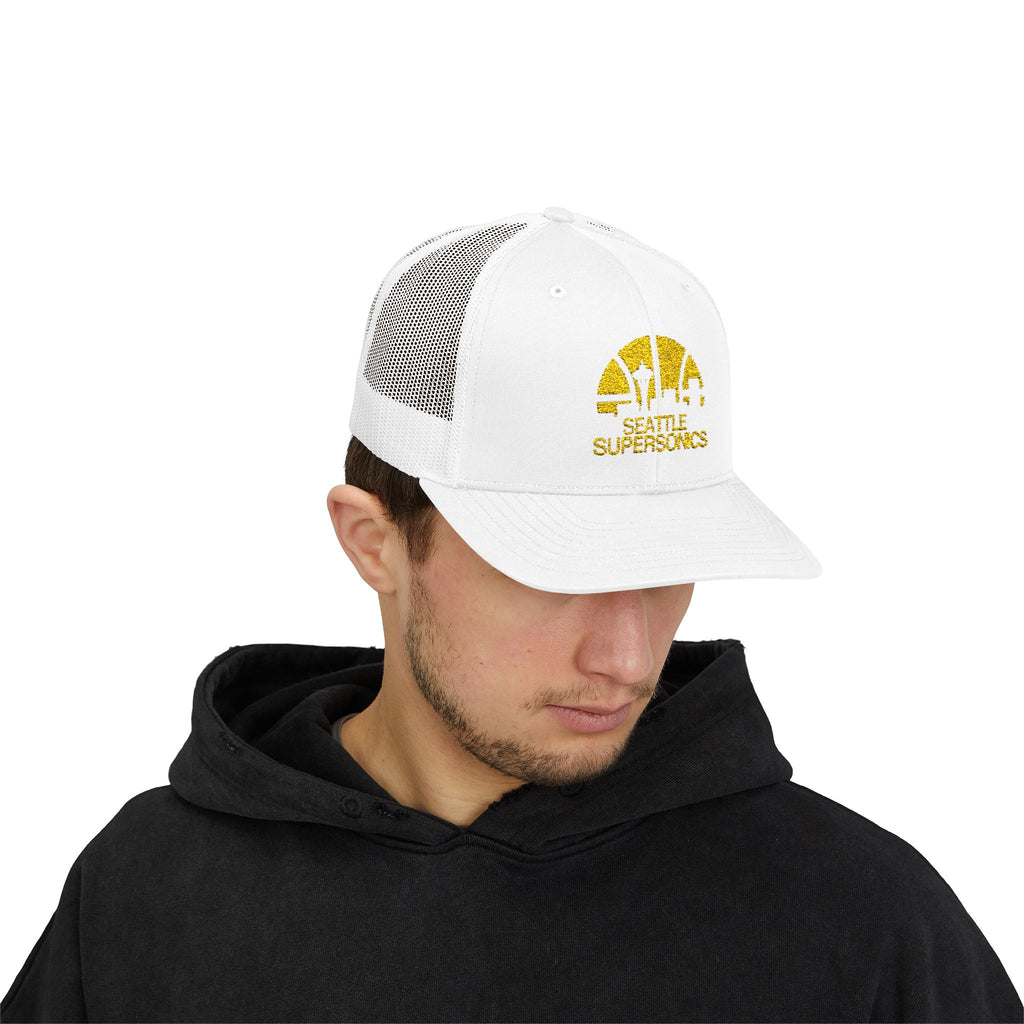 The Seattle SuperSonics Snapback Trucker Cap, American Flag Hat, Outdoor Cap, Casual Wear, Gift for Dad, 4th of July Apparel