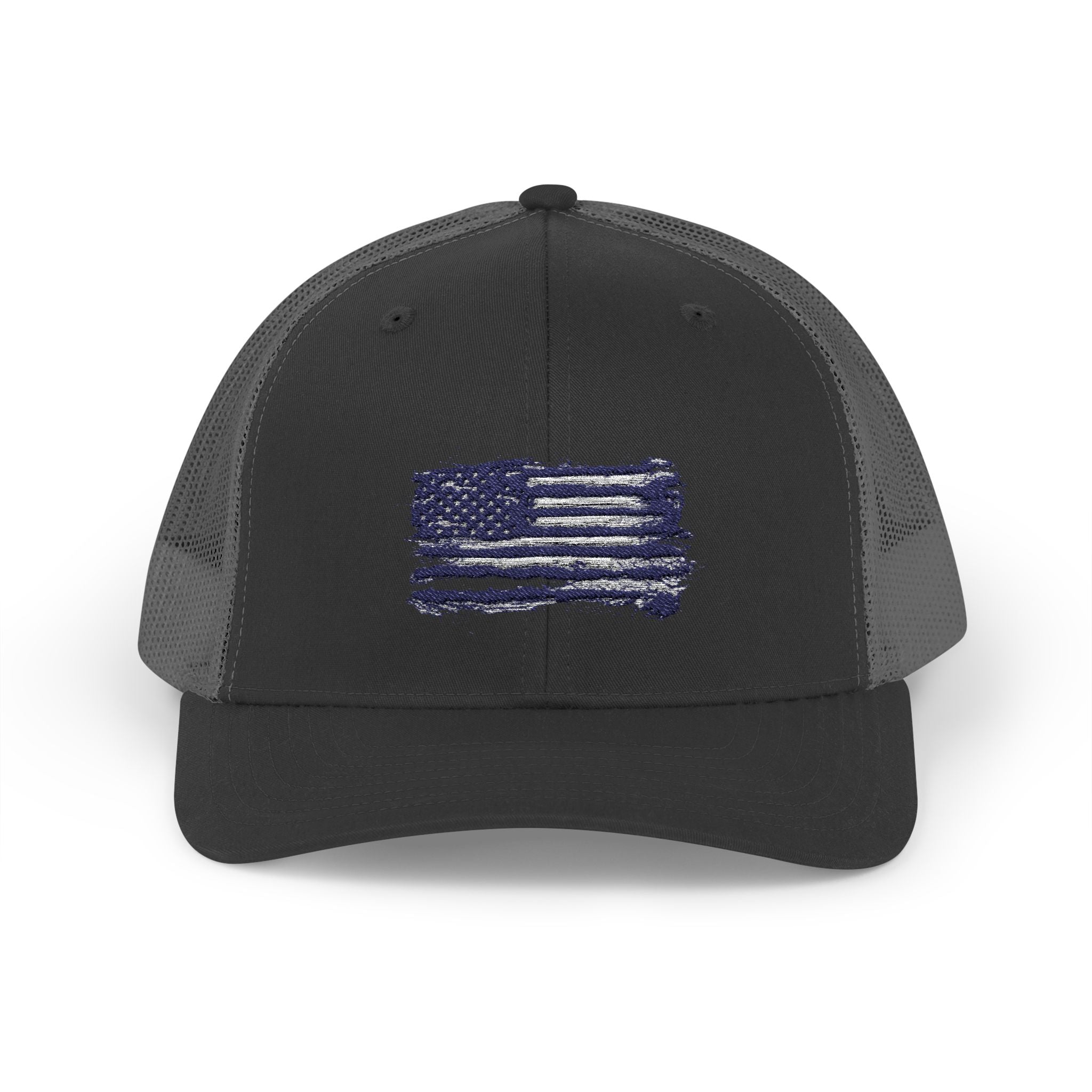 Back The Blue Snapback Trucker Cap with Thin Red Line Design, Ideal for First Responders, Supportive Gifts, Memorials, Everyday Wear