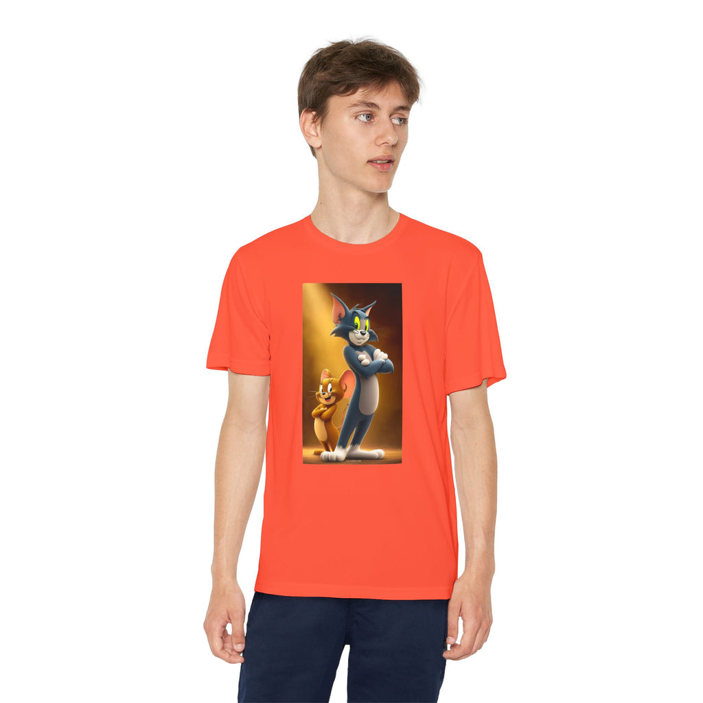 Youth Competitor Tee with Tom And Jerry design, Cartoon Graphic Kid's T-Shirt, Kids Tee, Children's Clothing, Funny Tee for Boys and Girls