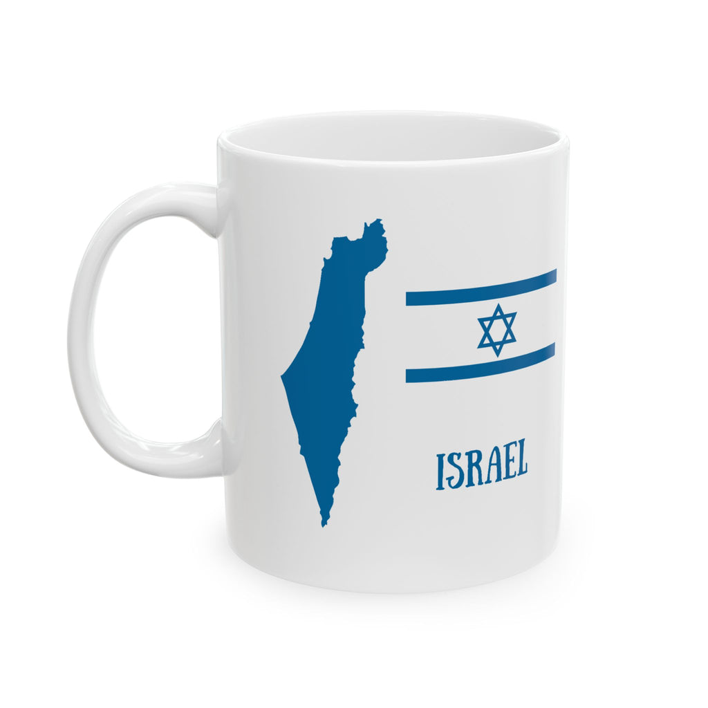 Isreal Patriotic Ceramic Mug, Jewish Pride Tea Cup, Hebrew Flag Coffee Mug, Star of David Nationalistic Mug, Independence Day Tea Mug