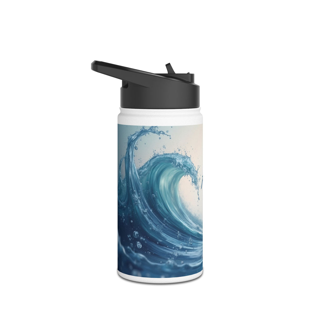 Aqua Wave Stainless Steel Water Bottle, Hydration Gift, Outdoor Adventure, Beach Vibes, Eco-Friendly, Travel Companion