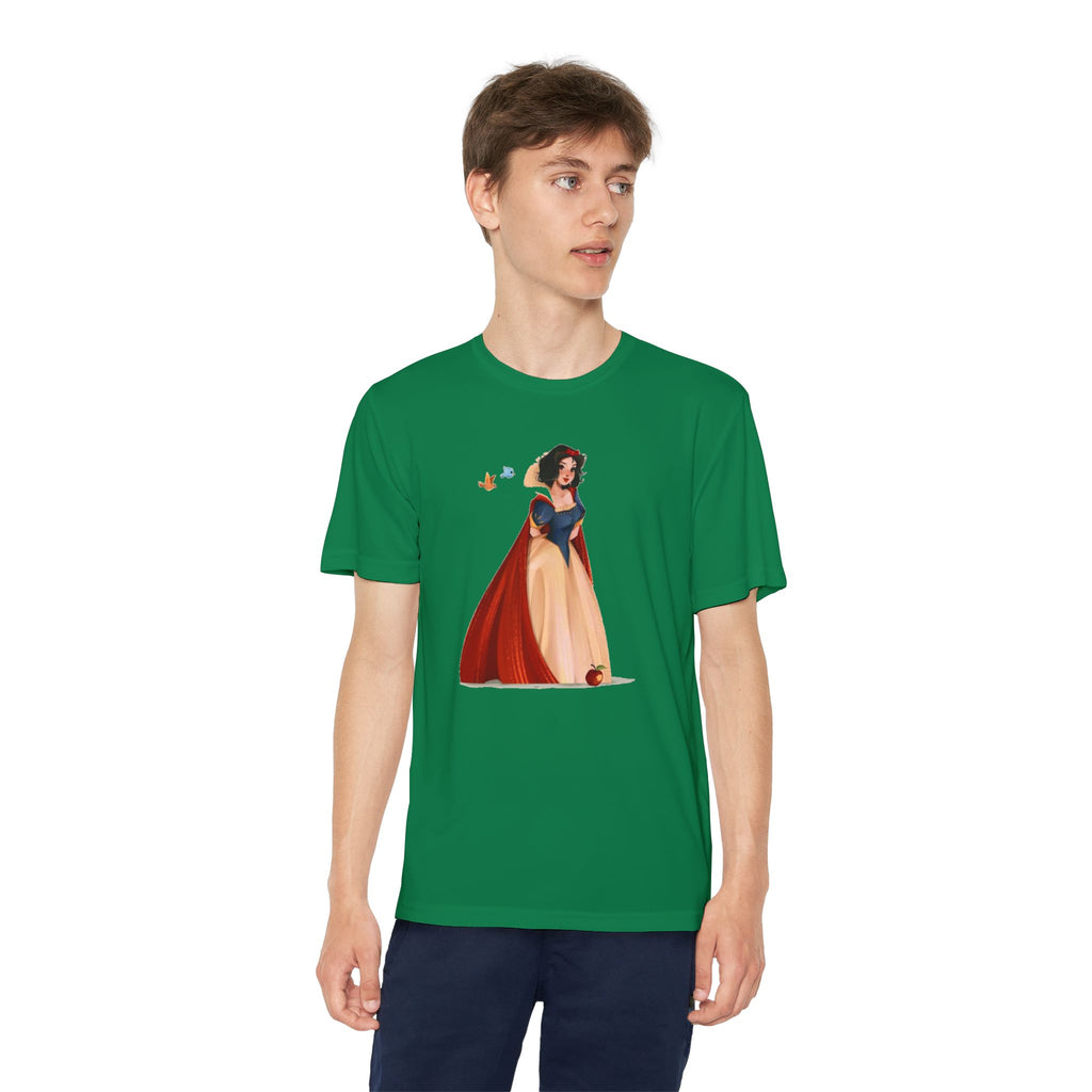 Snow White Youth T-Shirt Sports Graphic Tee, Cool Athletic Shirt for Kids, Perfect for Sports Events, Team Spirit