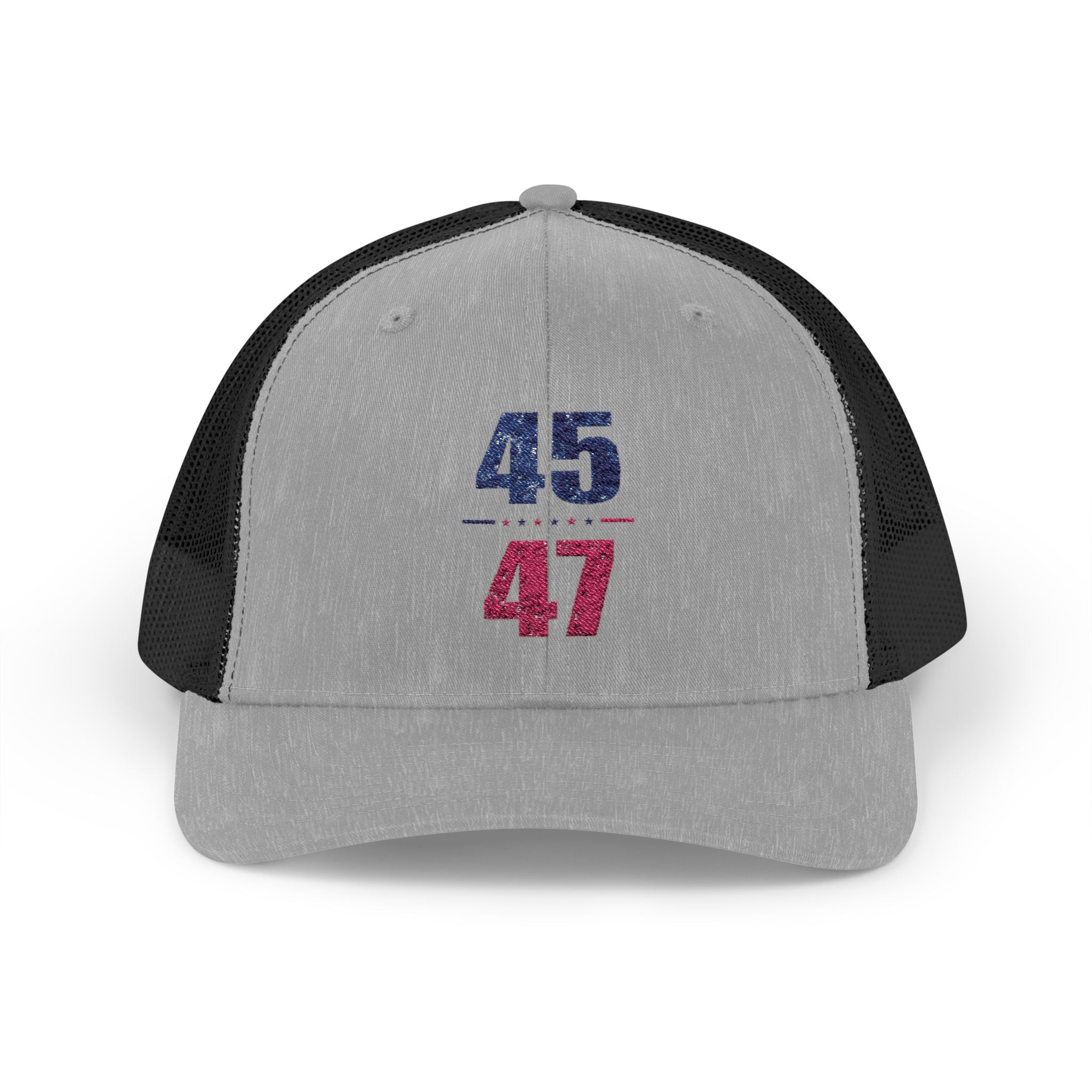 45 / 47 Patriotic Snapback Trucker Cap with Thin Red Line Design, Ideal for First Responders, Supportive Gifts, Memorials, Everyday Wear