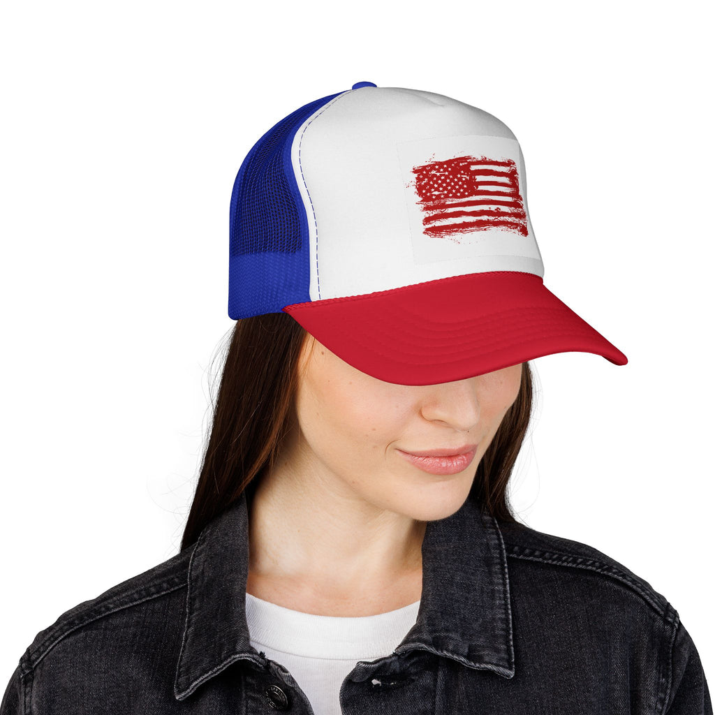 Patriotic Trucker Cap with American Flag Design, USA Hat, Summer Fashion, Outdoors Gear, Gift for Veterans, BBQ, 4th of July