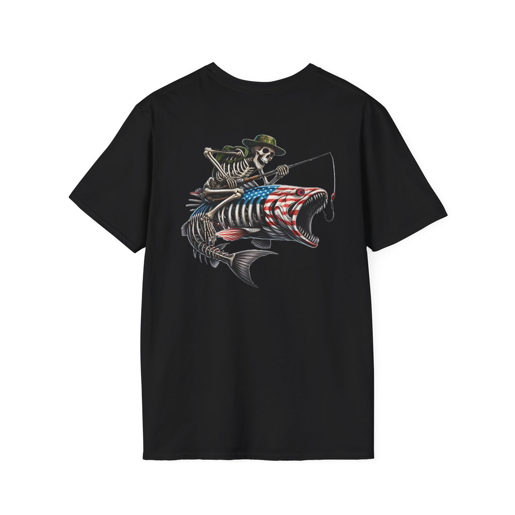 Patriotic Fishing Tshirt, American Flag Tee, 4th of July Shirt, USA Independence Day Top, Patriotic Graphic Tee, Unisex Patriotic