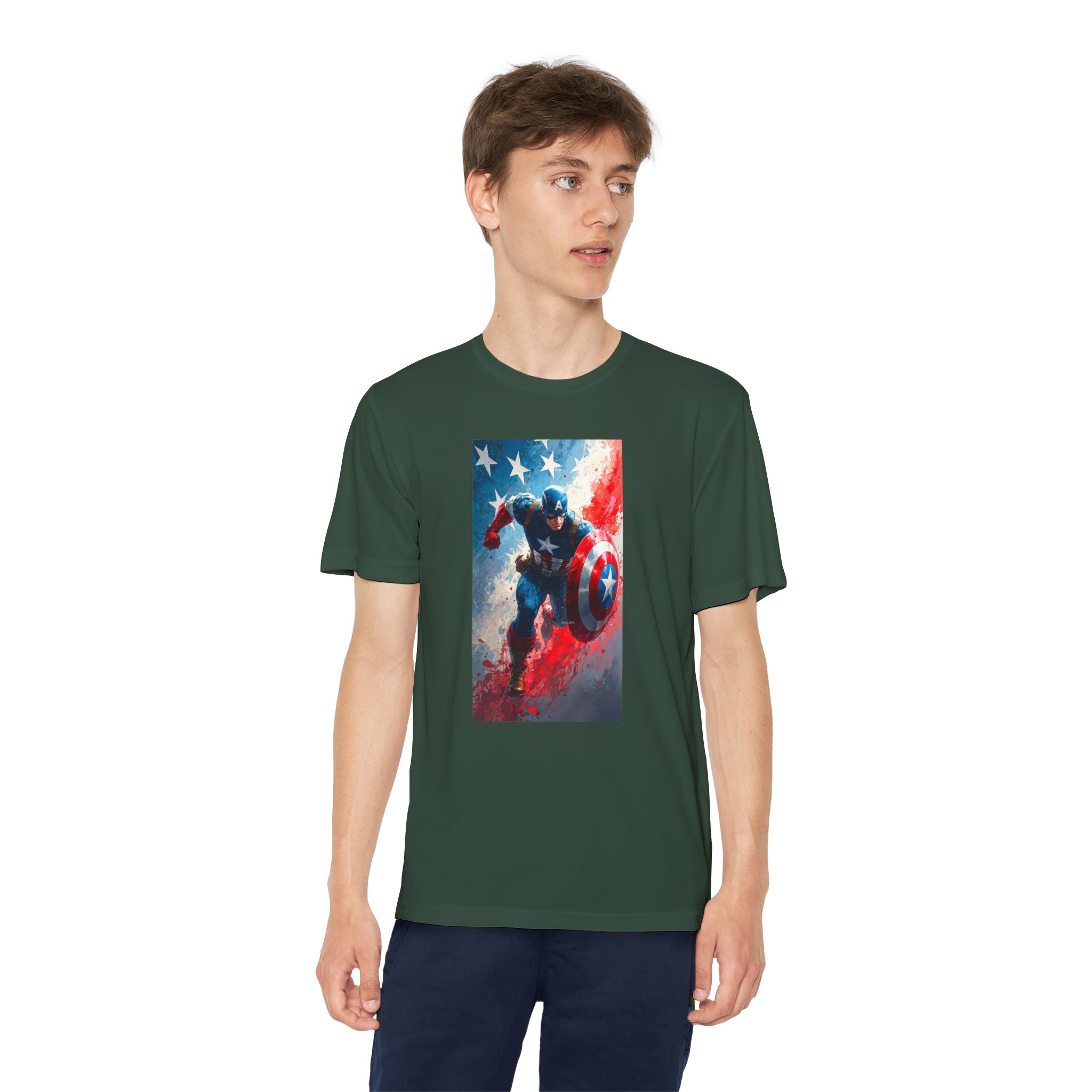 Captain America Superhero Marvel Patriotic, Kids Graphic T-Shirt, Boys Hero Top, Girls Comic Book Clothing, Birthday