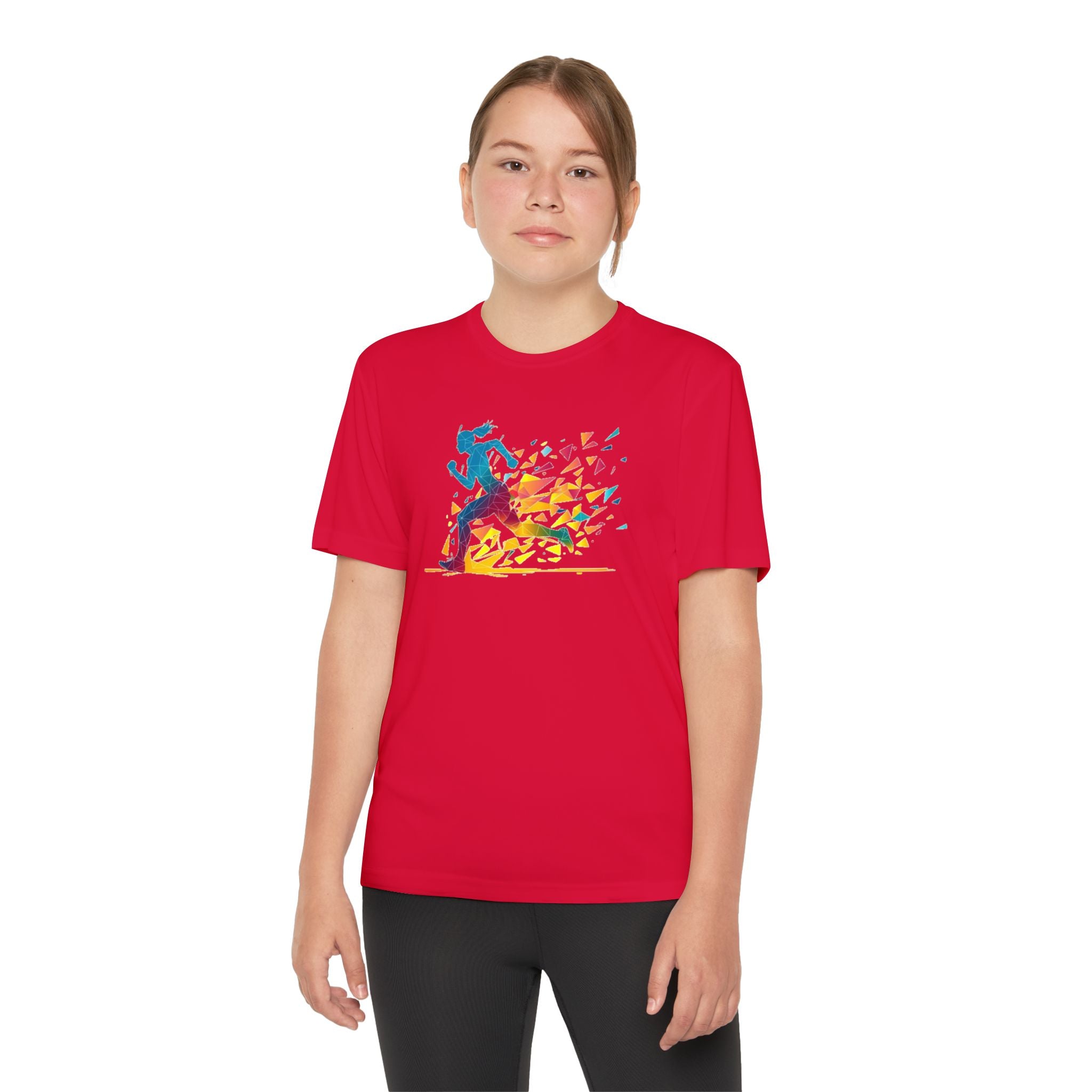 Running Youth T-Shirt Sports Graphic Tee, Cool Athletic Shirt for Kids, Perfect for Sports Events, Team Spirit