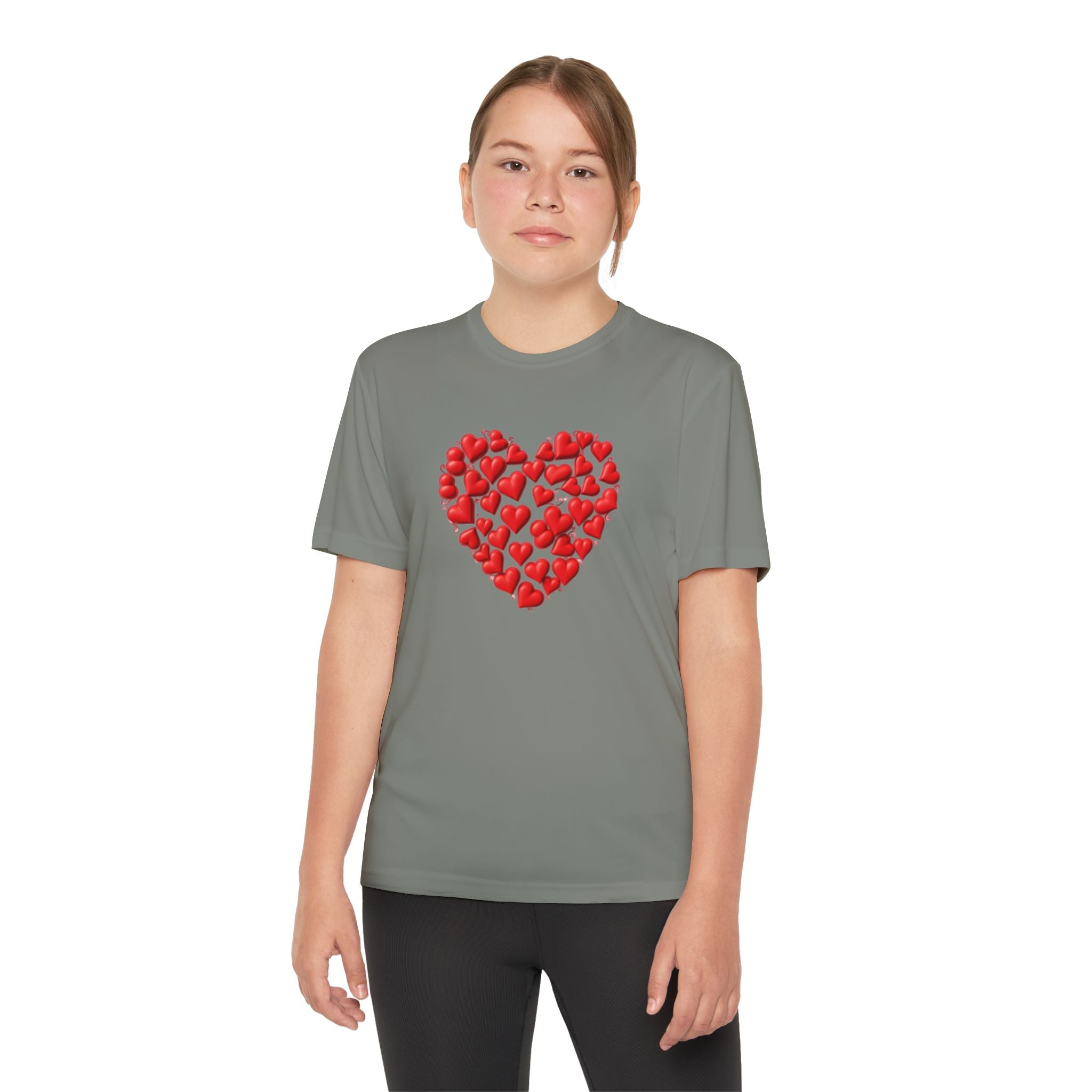 Heart Youth T-Shirt Sports Graphic Tee, Cool Athletic Shirt for Kids, Perfect for Sports Events, Team Spirit