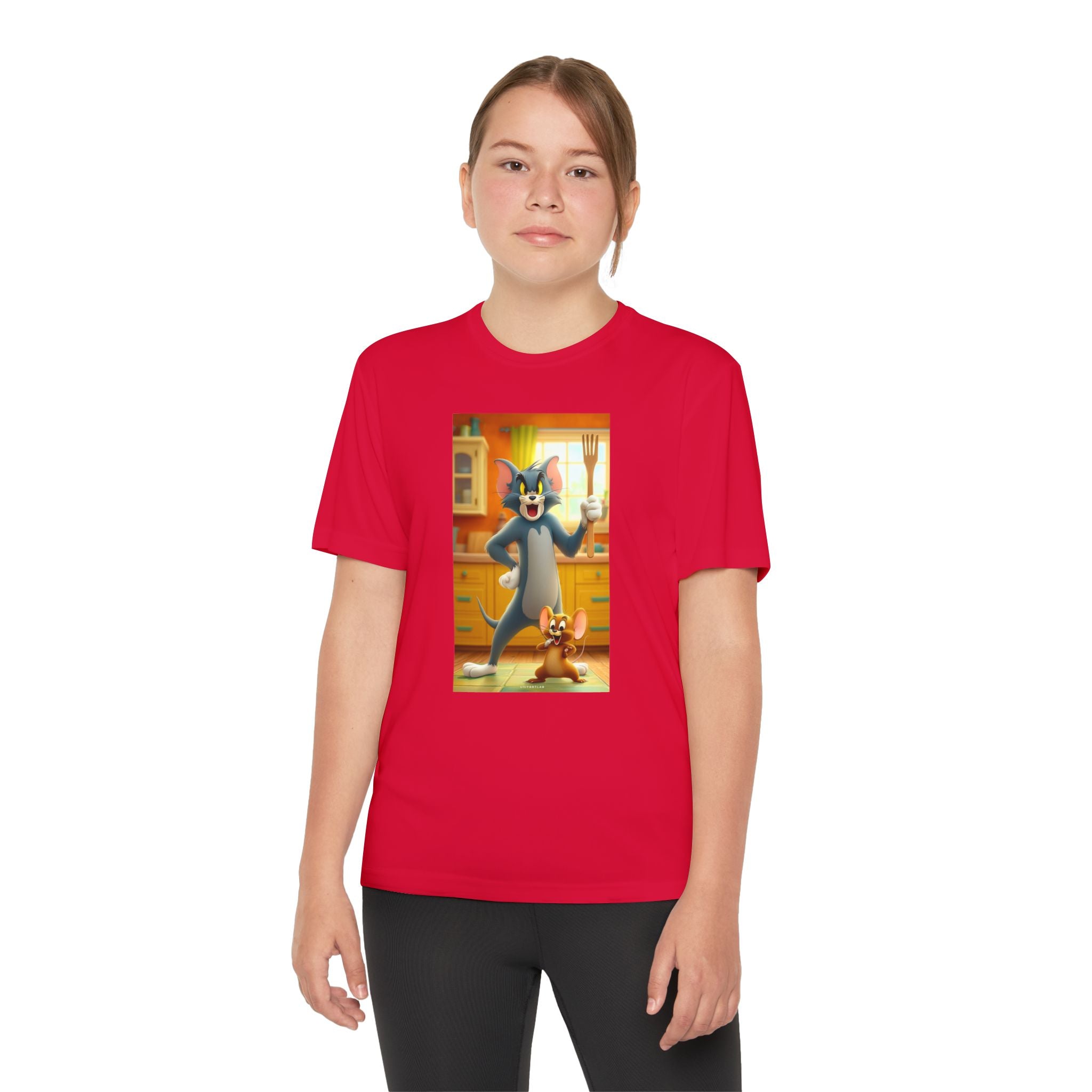 Youth Competitor Tee with Tom And Jerry design, Cartoon Graphic Kid's T-Shirt, Kids Tee, Children's Clothing, Funny Tee for Boys and Girls