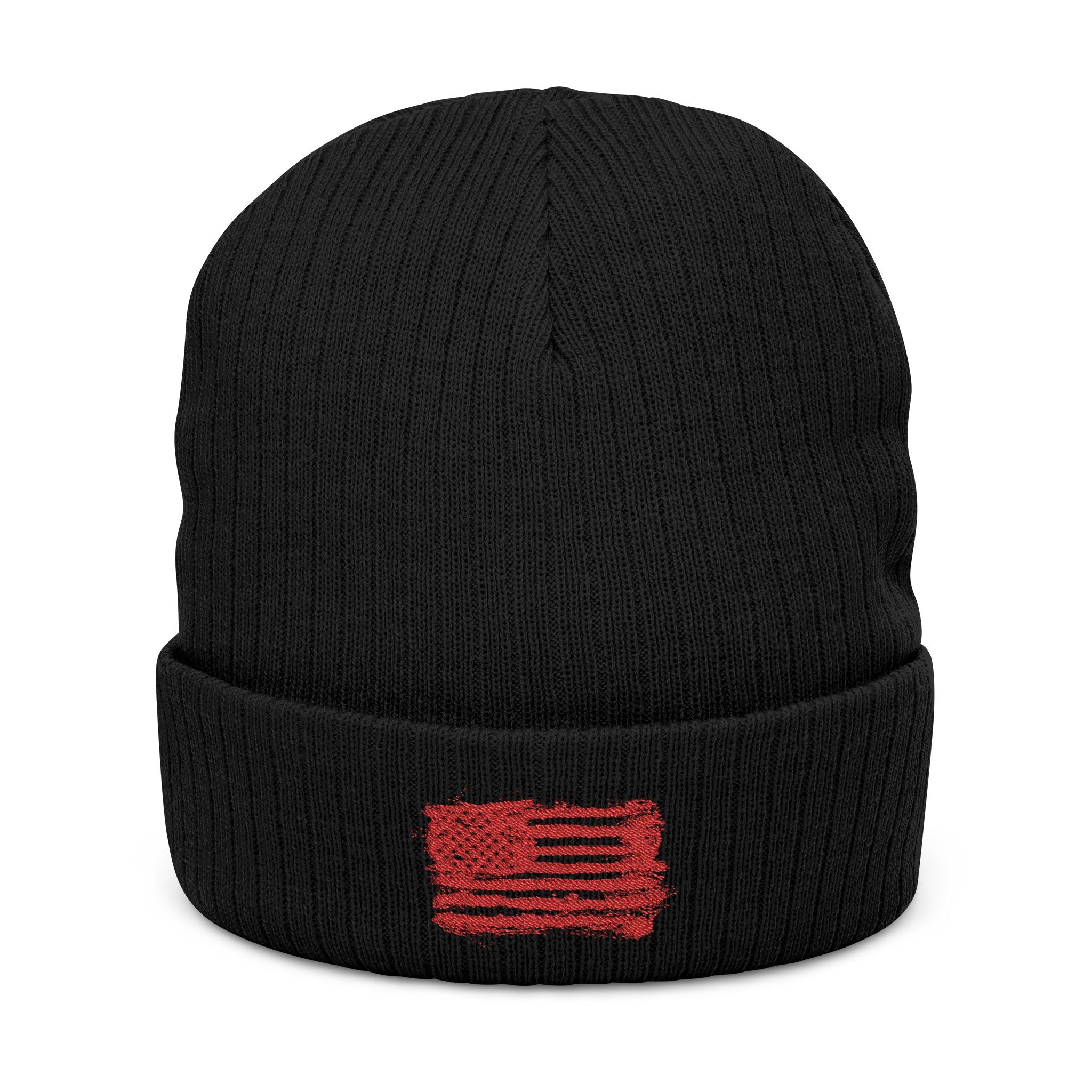 Stylish Embroidered Beanie with Patriotic Flag Design | Winter Hat, Cozy Headwear, Gifts for Him, Outdoor Apparel, Fashionable Knitwear