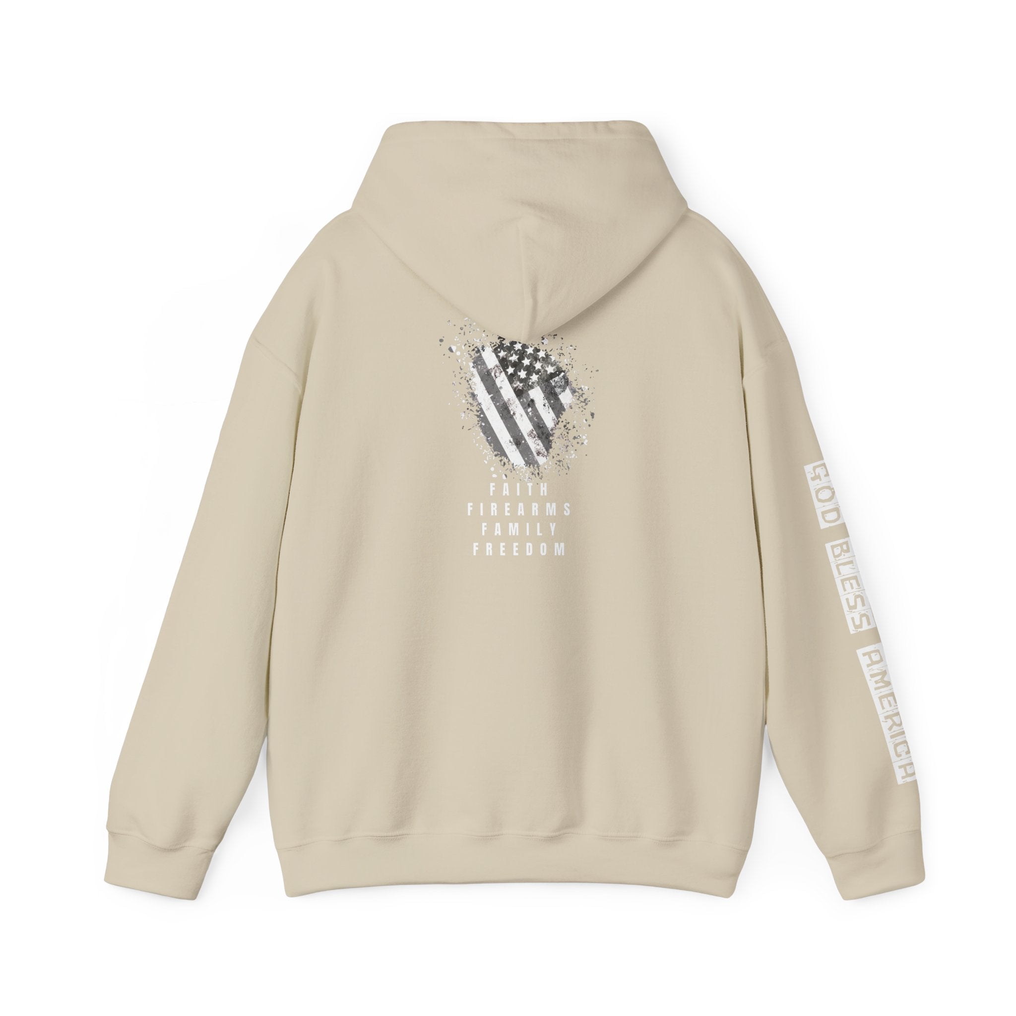 Faith Family Firearms Freedom Hooded Sweatshirt with Faith, Family, Firearms & Freedom Design - Unisex Cozy Wear for Celebrations