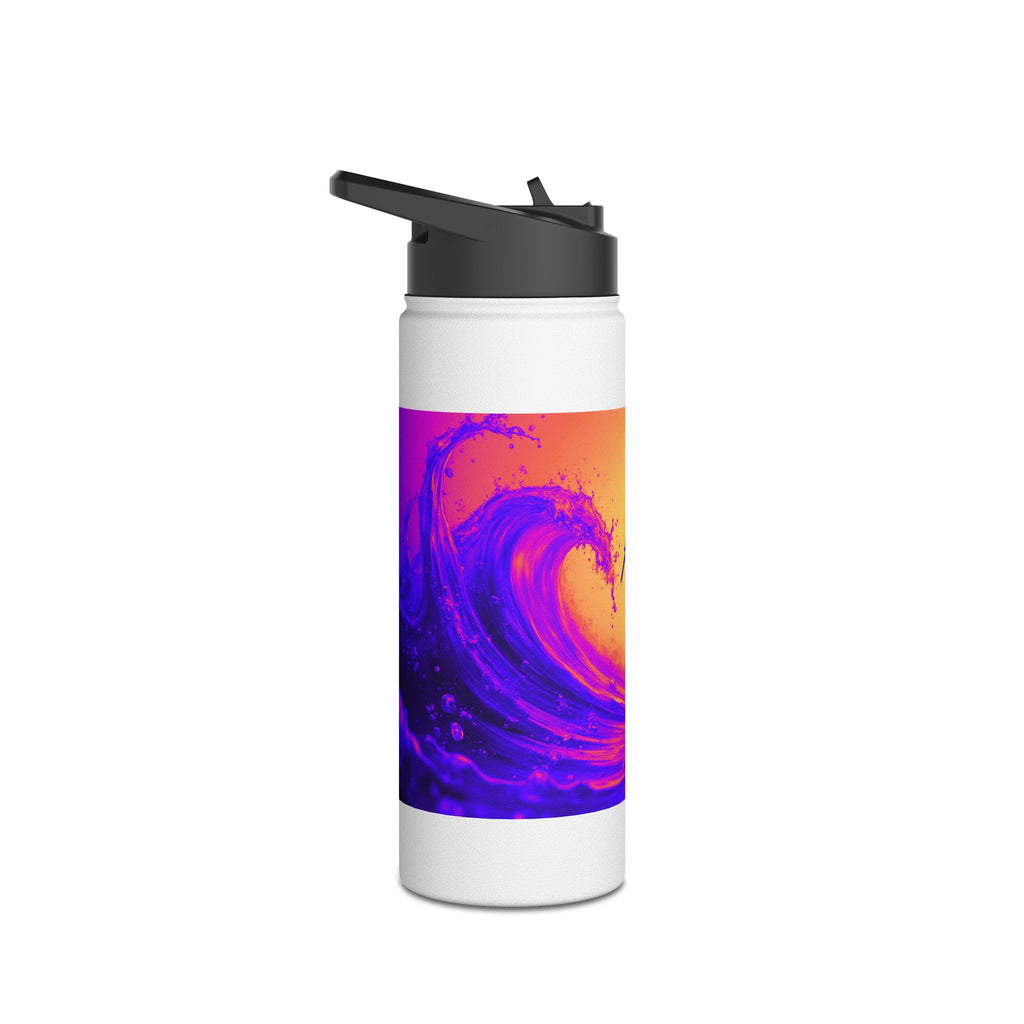 Aqua Wave Stainless Steel Water Bottle, Hydration Gift, Outdoor Adventure, Beach Vibes, Eco-Friendly, Travel Companion
