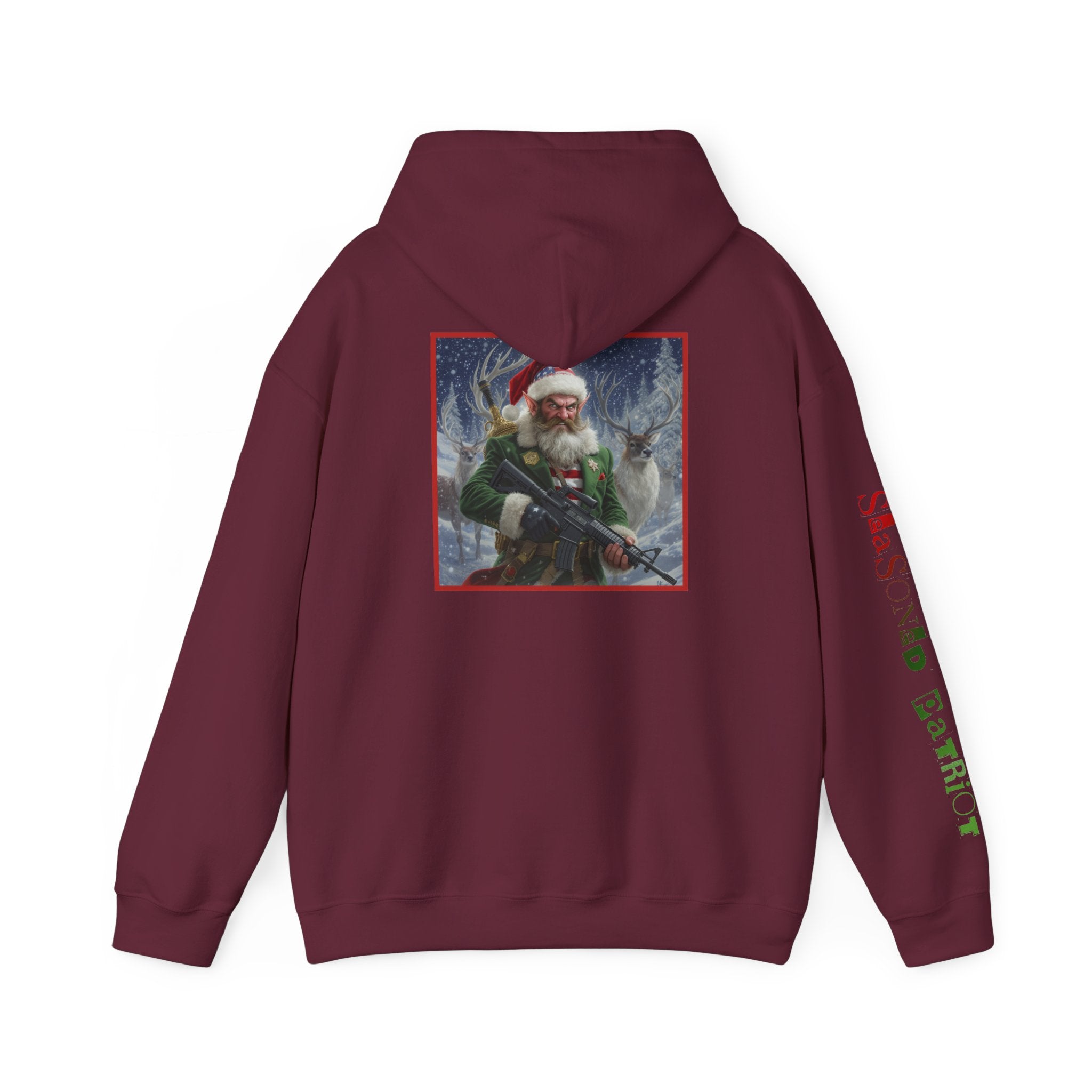 Christmas Elf Patriotic USA Hoodie, Sweatshirt, Unisex Hooded Pullover, Holiday Outerwear, Festive Winter Apparel