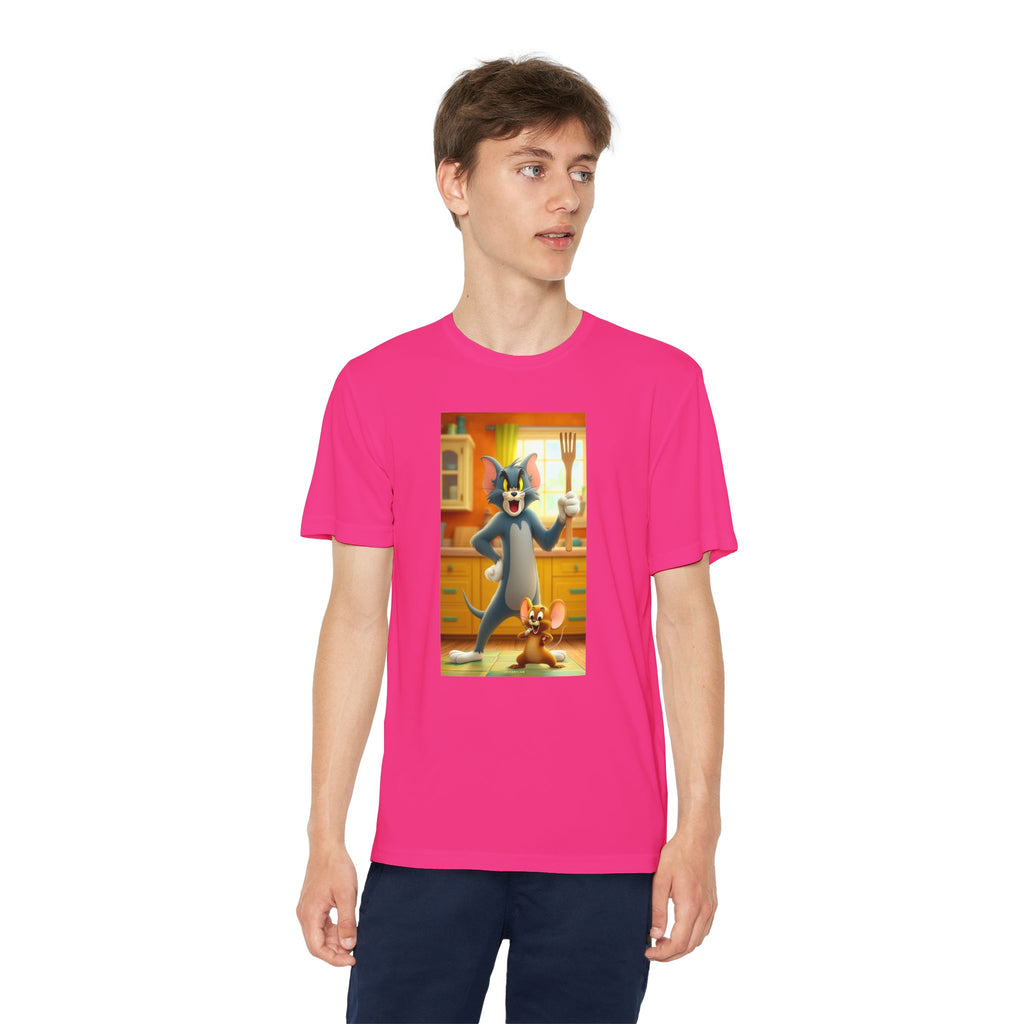 Youth Competitor Tee with Tom And Jerry design, Cartoon Graphic Kid's T-Shirt, Kids Tee, Children's Clothing, Funny Tee for Boys and Girls