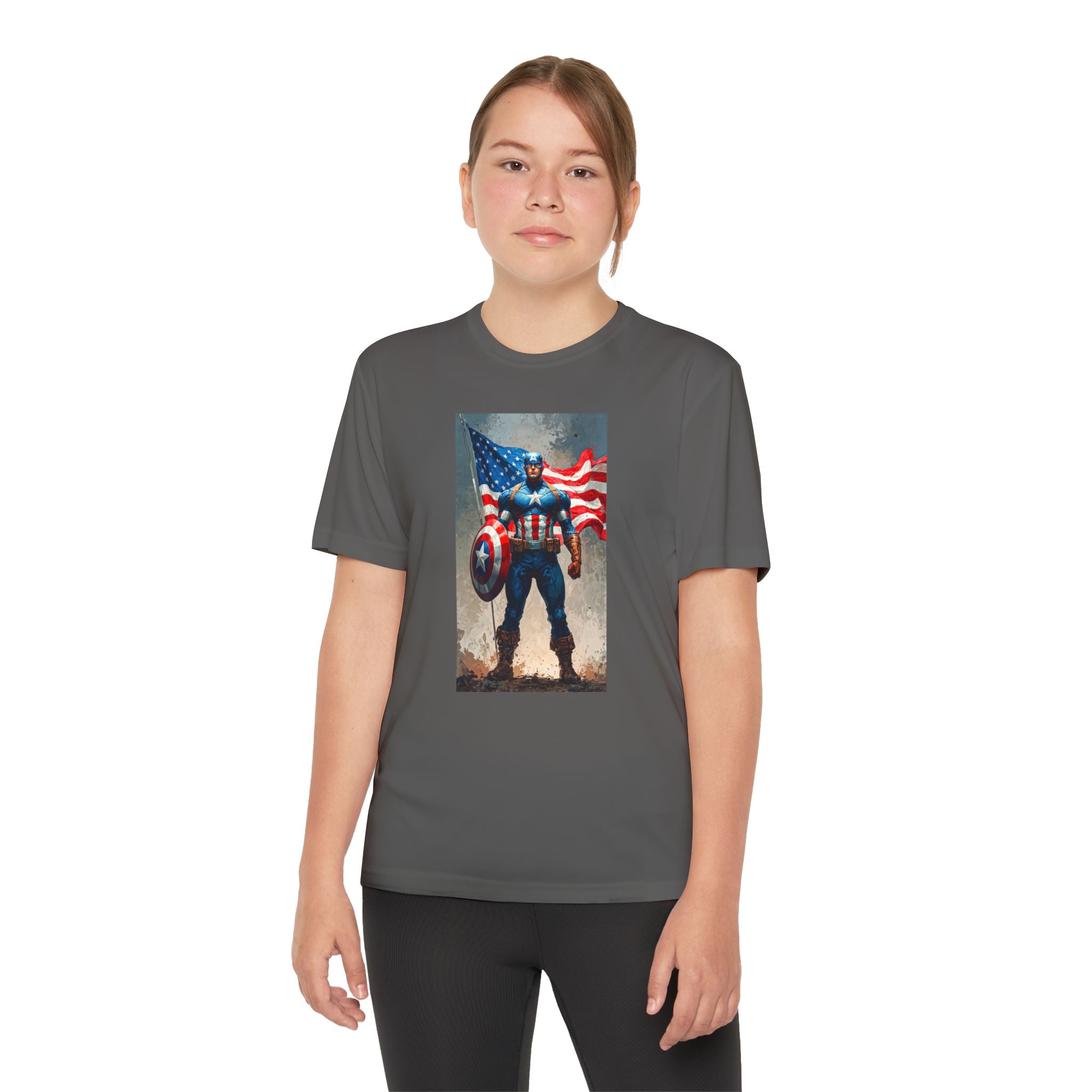 Captain America Superhero Marvel Patriotic, Kids Graphic T-Shirt, Boys Hero Top, Girls Comic Book Clothing, Birthday