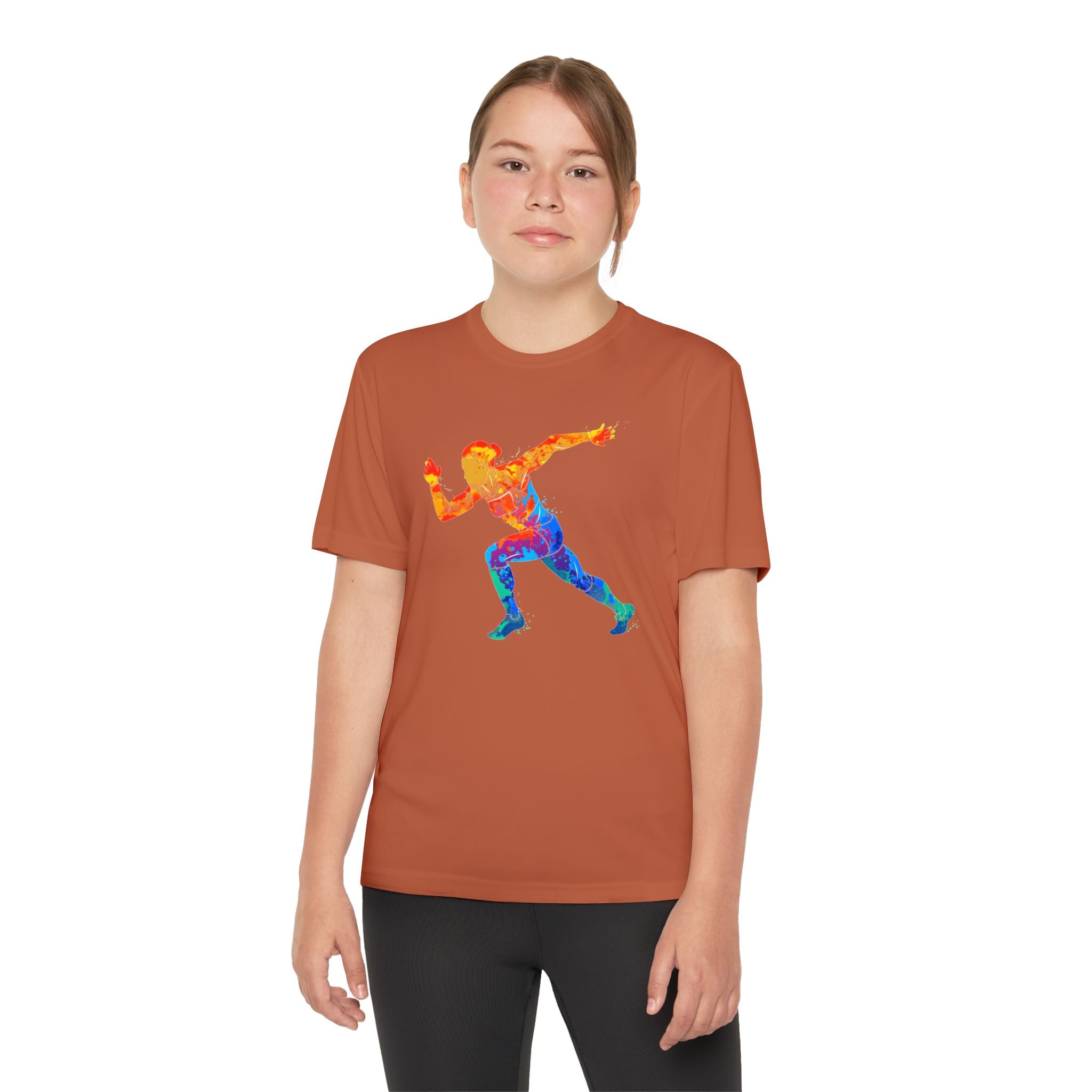 Running Youth T-Shirt Sports Graphic Tee, Cool Athletic Shirt for Kids, Perfect for Sports Events, Team Spirit