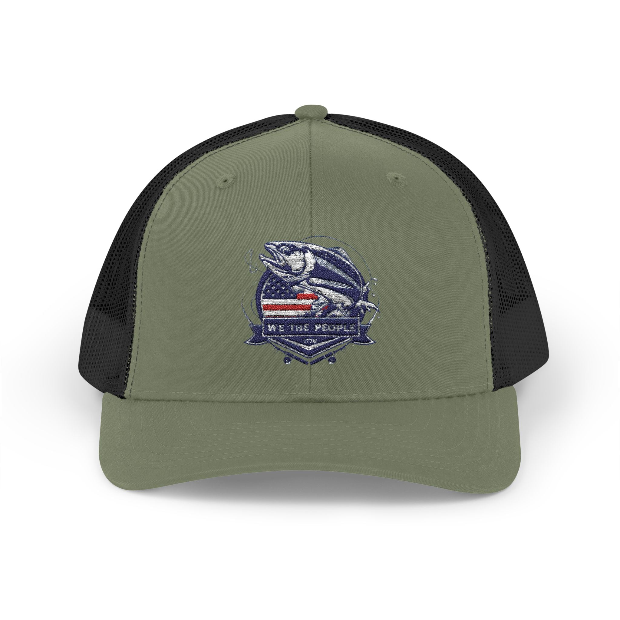 Fishing Patriotic Snapback Trucker Cap with Thin Red Line Design, Ideal for First Responders, Supportive Gifts, Memorials, Everyday Wear