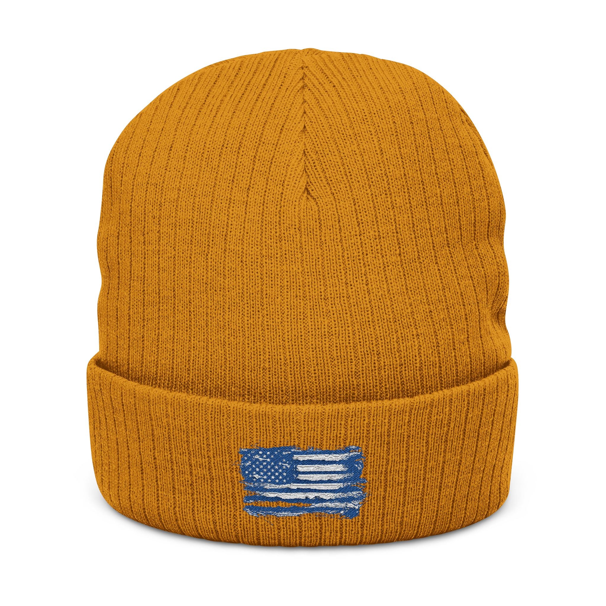 Stylish Embroidered Beanie with  Patriotic Flag Design | Winter Hat, Cozy Headwear, Gifts for Him, Outdoor Apparel, Fashionable Knitwear