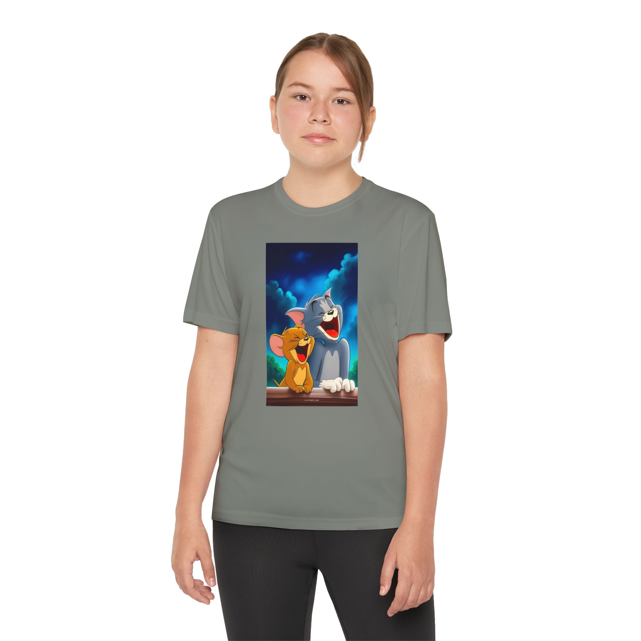 Youth Competitor Tee with Tom And Jerry design, Cartoon Graphic Kid's T-Shirt, Kids Tee, Children's Clothing, Funny Tee for Boys and Girls
