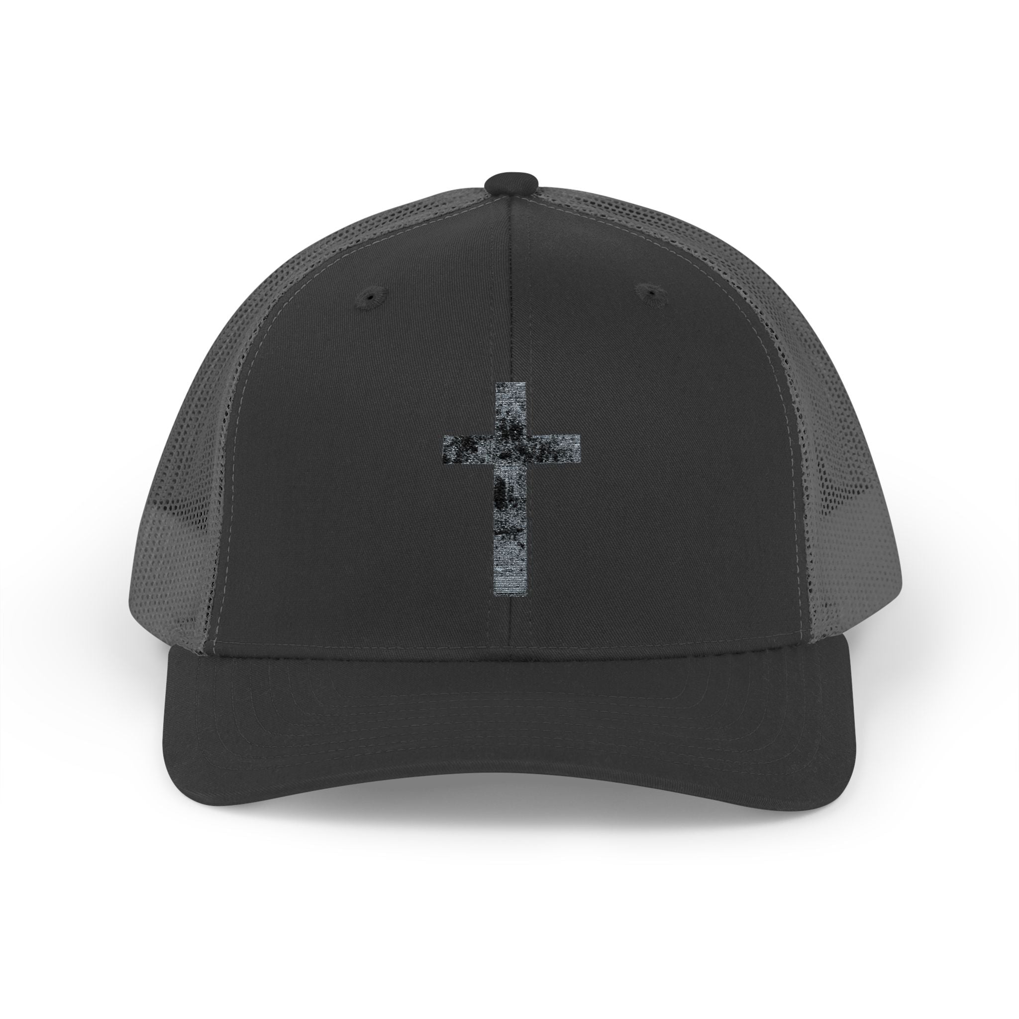 Holly Cross Snapback Trucker Cap with Thin Red Line Design, Ideal for First Responders, Supportive Gifts, Memorials, Everyday Wear
