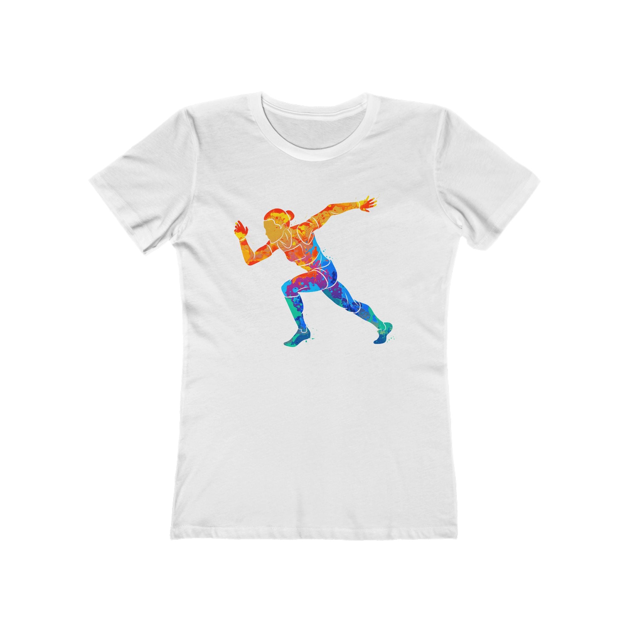 Woman Running Chic Women's Boyfriend Tee, Casual Outfits, Gift for Her, Weekend Wear, Trendy Style, Everyday Comfort