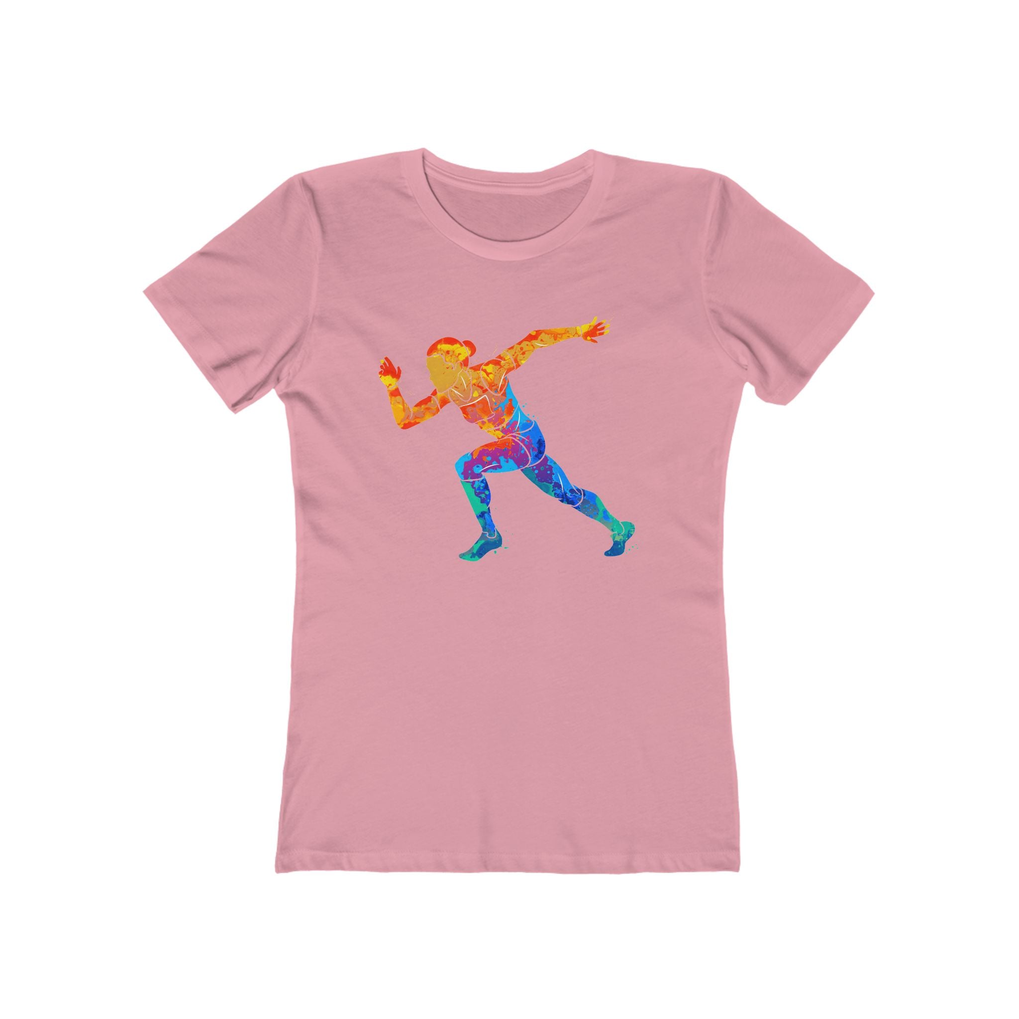 Woman Running Chic Women's Boyfriend Tee, Casual Outfits, Gift for Her, Weekend Wear, Trendy Style, Everyday Comfort