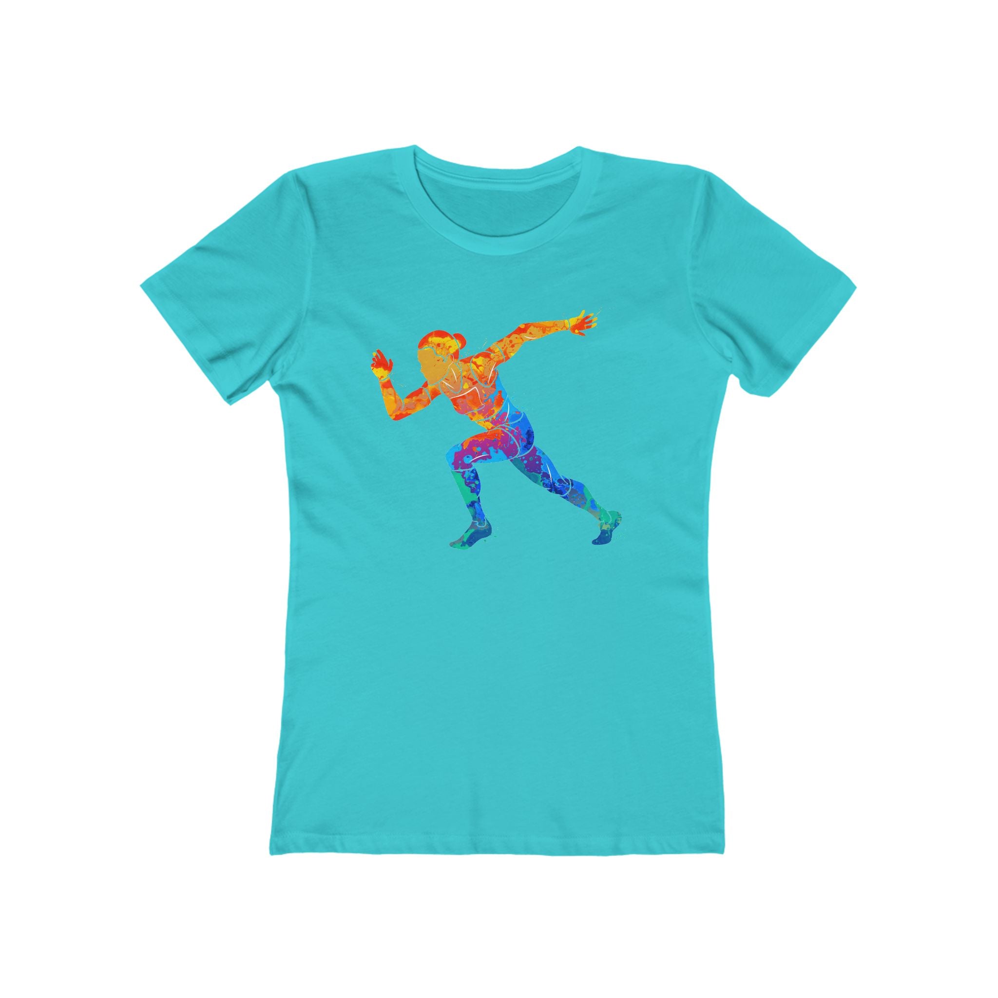 Woman Running Chic Women's Boyfriend Tee, Casual Outfits, Gift for Her, Weekend Wear, Trendy Style, Everyday Comfort
