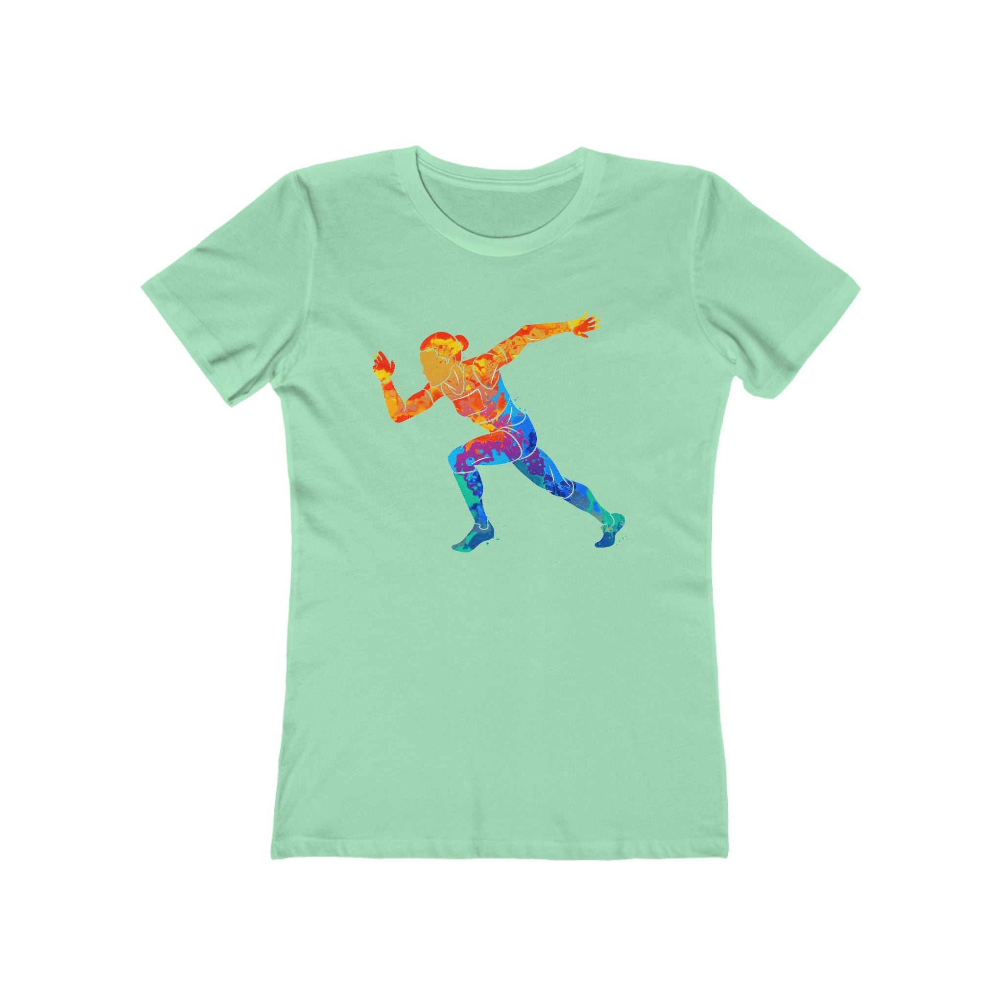 Woman Running Chic Women's Boyfriend Tee, Casual Outfits, Gift for Her, Weekend Wear, Trendy Style, Everyday Comfort