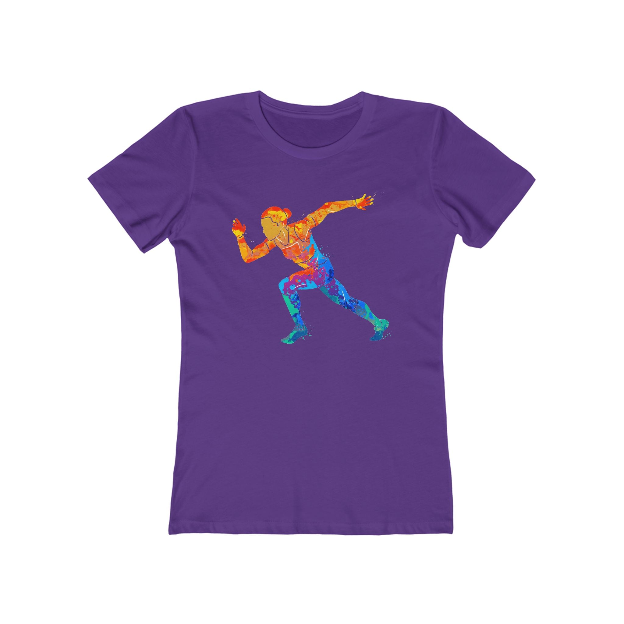 Woman Running Chic Women's Boyfriend Tee, Casual Outfits, Gift for Her, Weekend Wear, Trendy Style, Everyday Comfort
