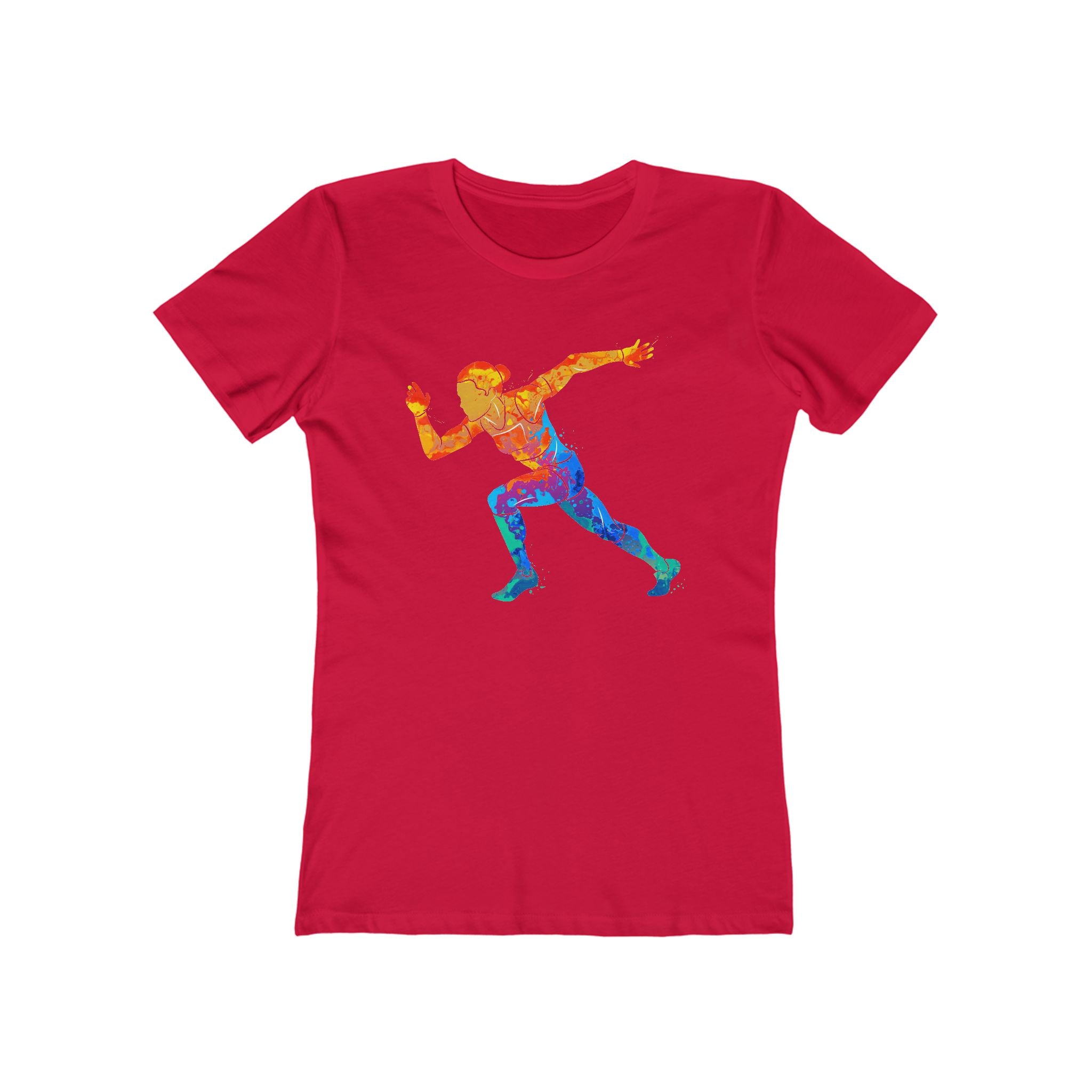 Woman Running Chic Women's Boyfriend Tee, Casual Outfits, Gift for Her, Weekend Wear, Trendy Style, Everyday Comfort