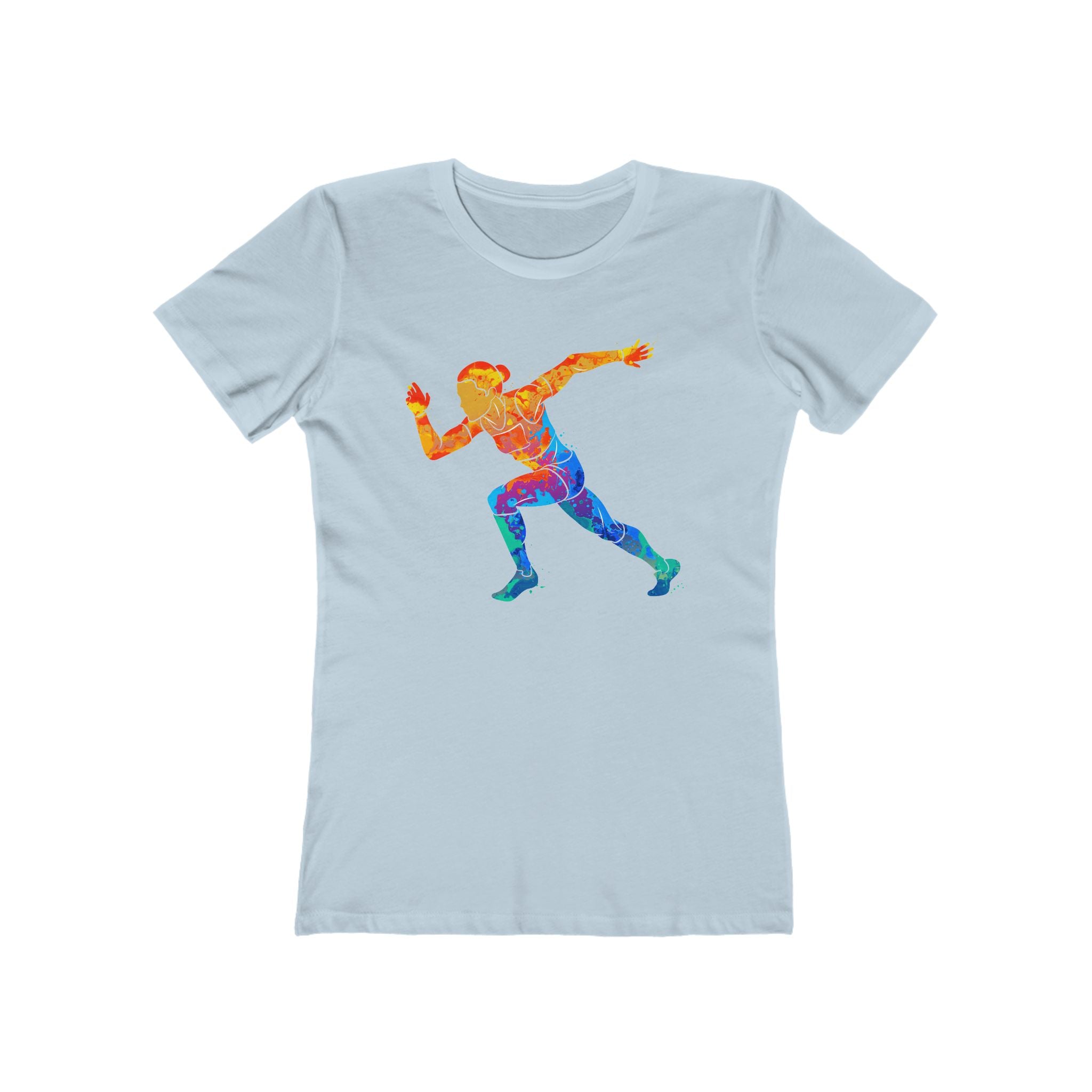 Woman Running Chic Women's Boyfriend Tee, Casual Outfits, Gift for Her, Weekend Wear, Trendy Style, Everyday Comfort