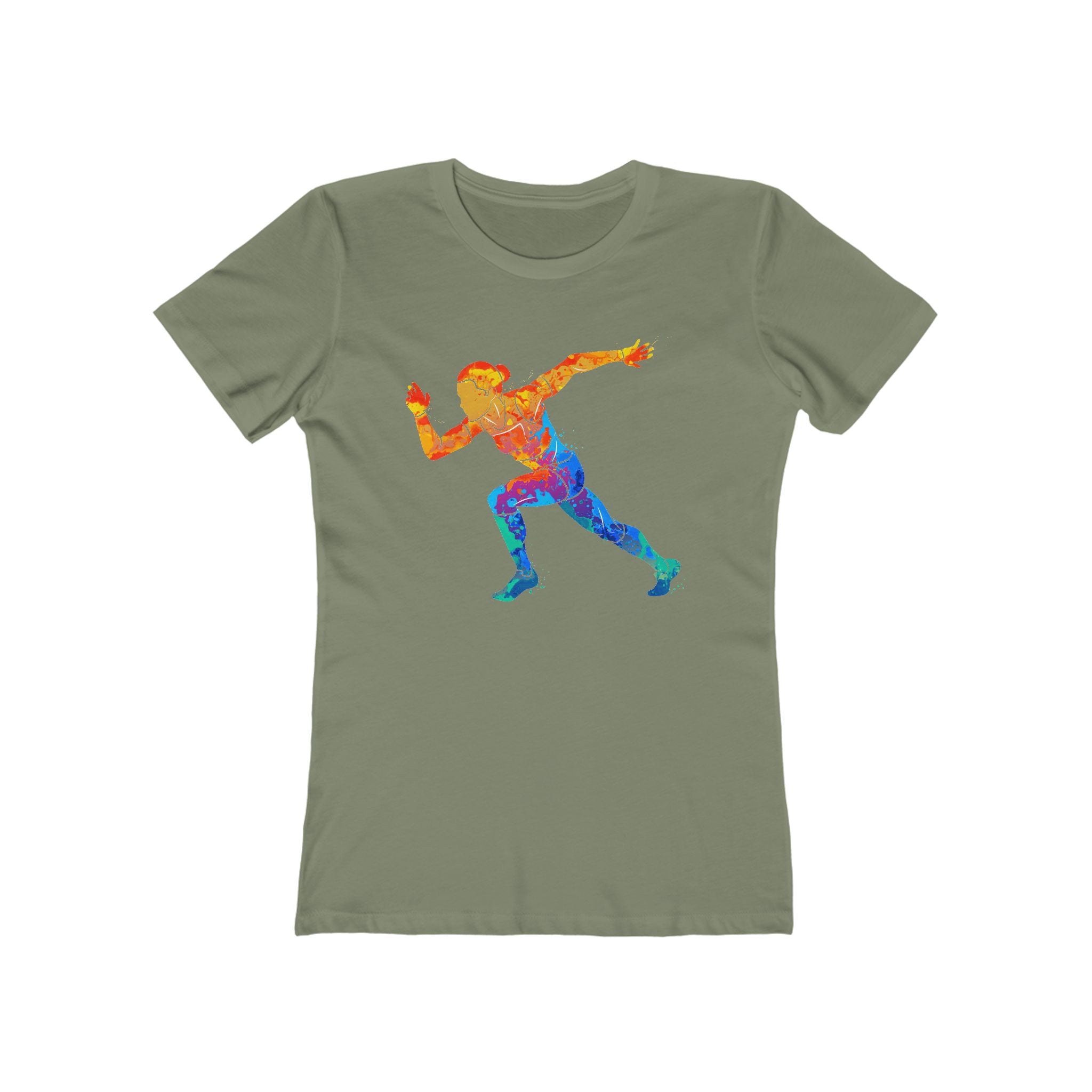 Woman Running Chic Women's Boyfriend Tee, Casual Outfits, Gift for Her, Weekend Wear, Trendy Style, Everyday Comfort