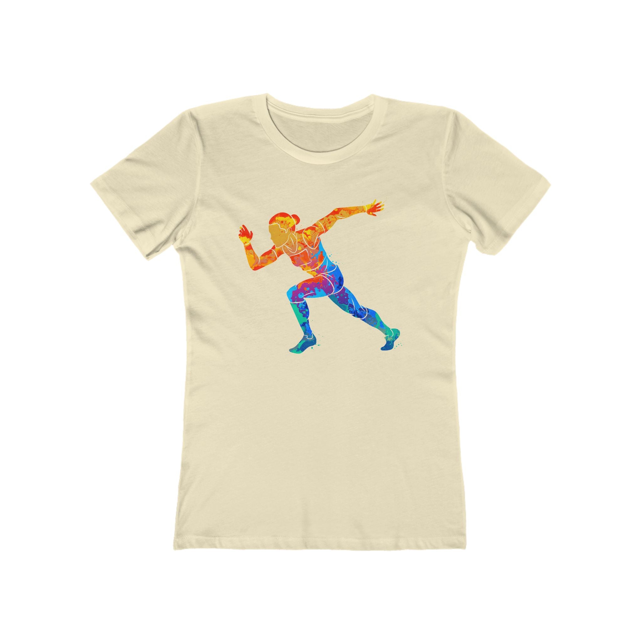Woman Running Chic Women's Boyfriend Tee, Casual Outfits, Gift for Her, Weekend Wear, Trendy Style, Everyday Comfort