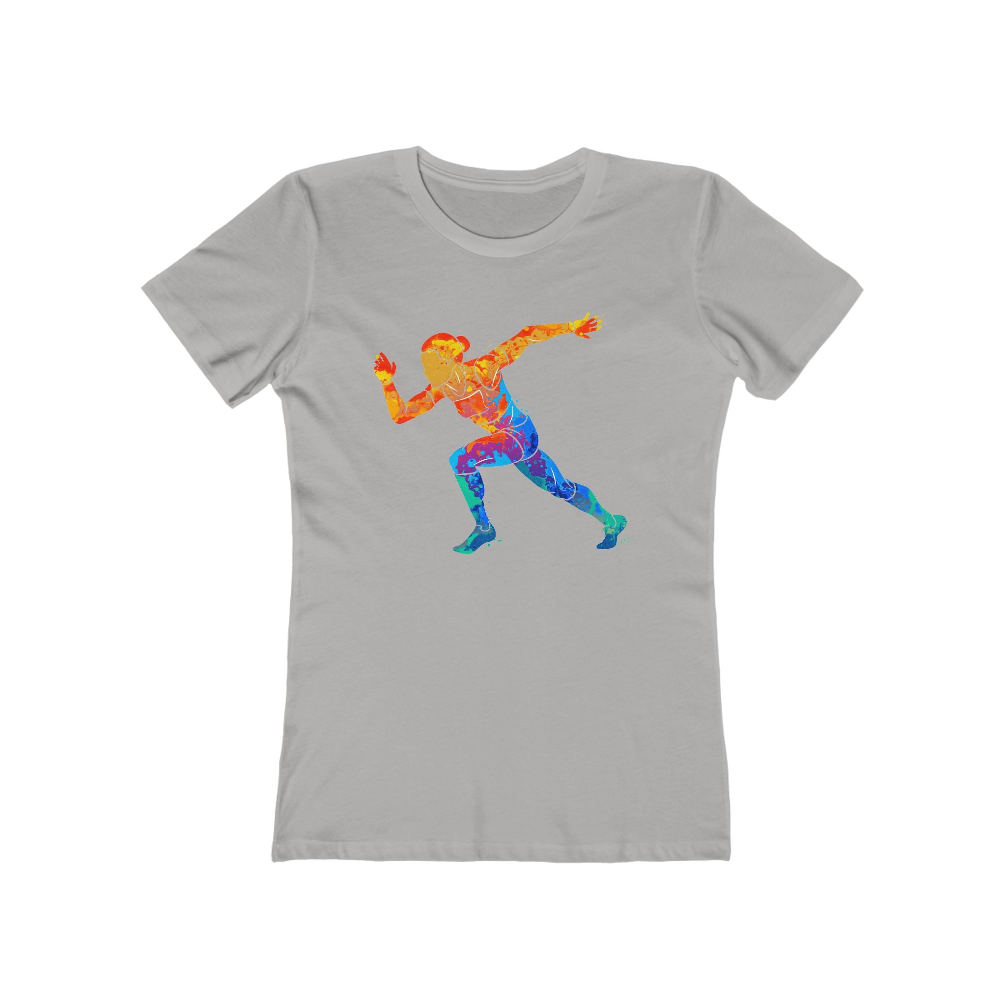 Woman Running Chic Women's Boyfriend Tee, Casual Outfits, Gift for Her, Weekend Wear, Trendy Style, Everyday Comfort