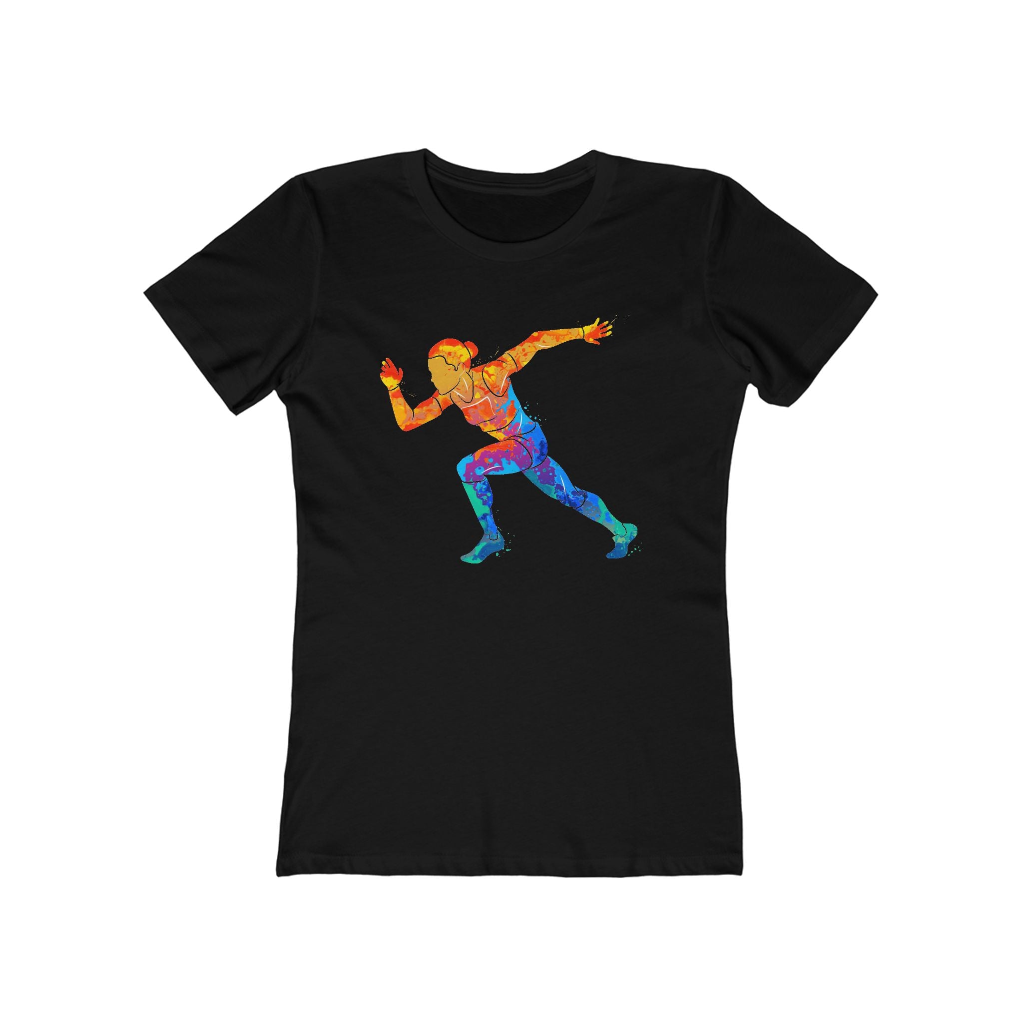 Woman Running Chic Women's Boyfriend Tee, Casual Outfits, Gift for Her, Weekend Wear, Trendy Style, Everyday Comfort
