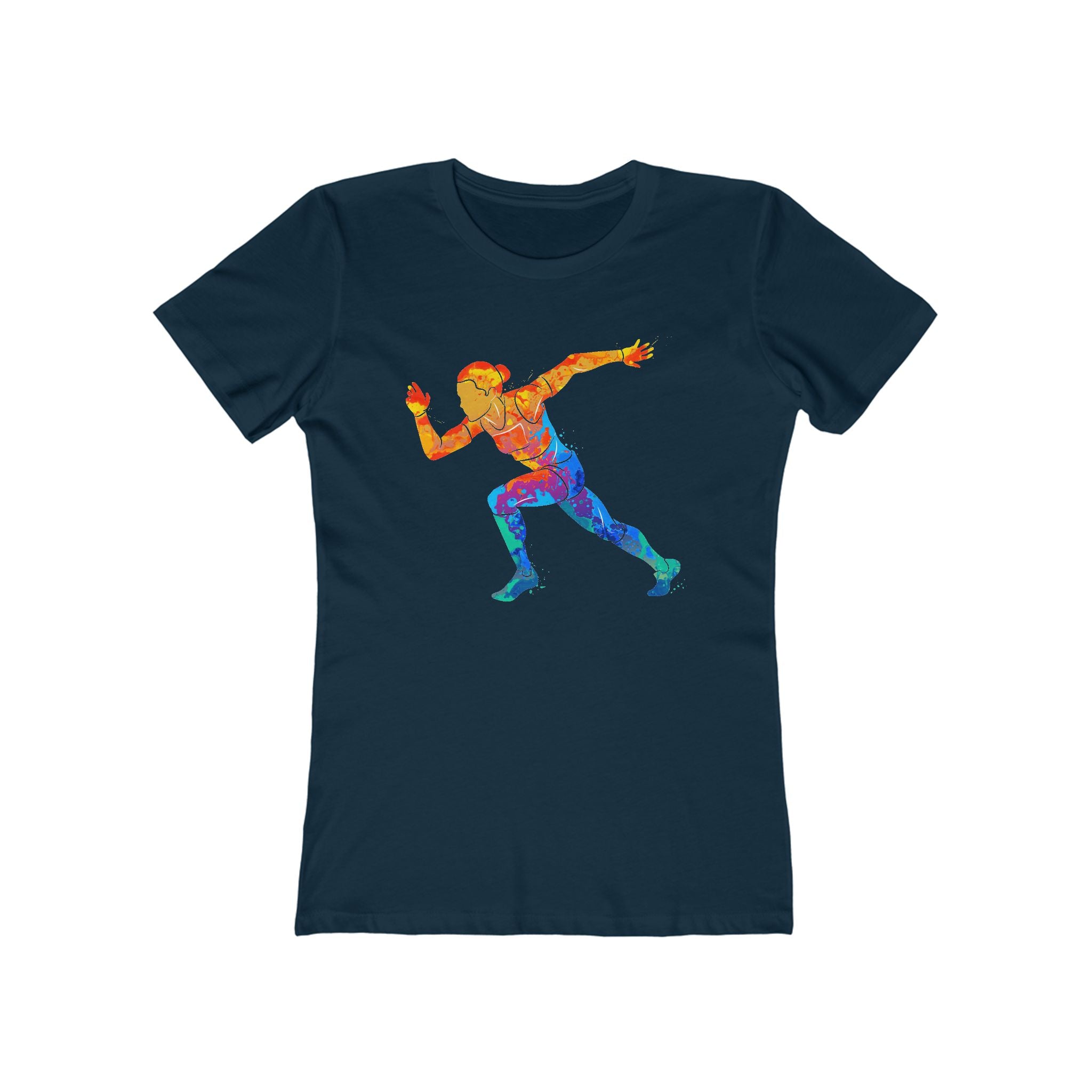 Woman Running Chic Women's Boyfriend Tee, Casual Outfits, Gift for Her, Weekend Wear, Trendy Style, Everyday Comfort