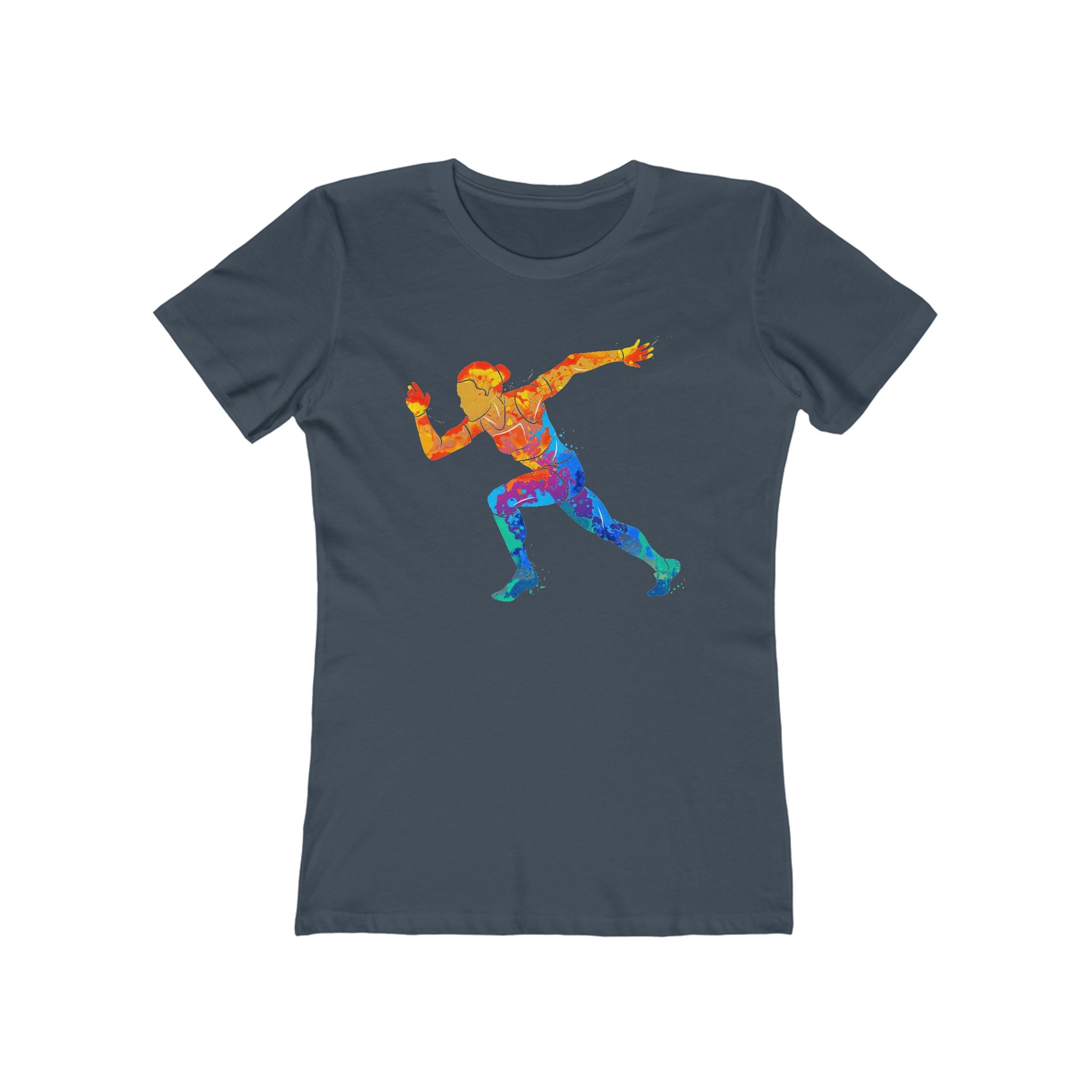 Woman Running Chic Women's Boyfriend Tee, Casual Outfits, Gift for Her, Weekend Wear, Trendy Style, Everyday Comfort