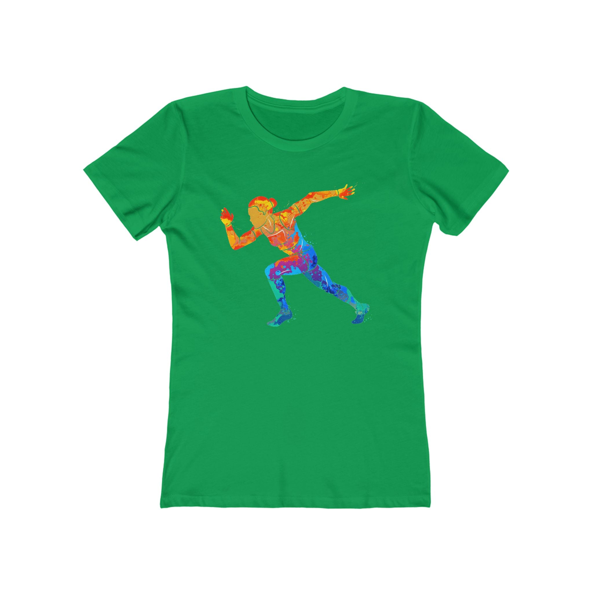 Woman Running Chic Women's Boyfriend Tee, Casual Outfits, Gift for Her, Weekend Wear, Trendy Style, Everyday Comfort