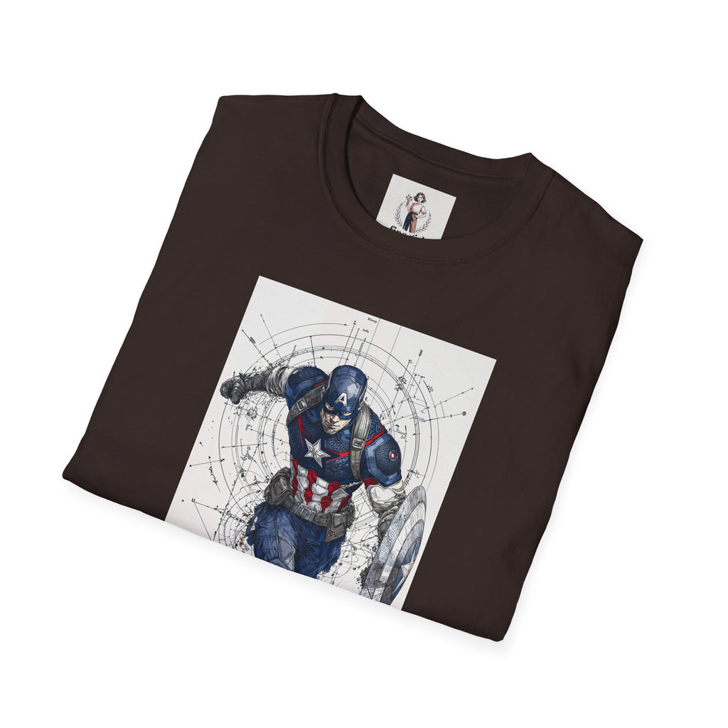 Captain America Superhero Marvel Unisex Softstyle T-Shirt, Comic Book Tee, Geeky Clothing, Cosplay Costume Top