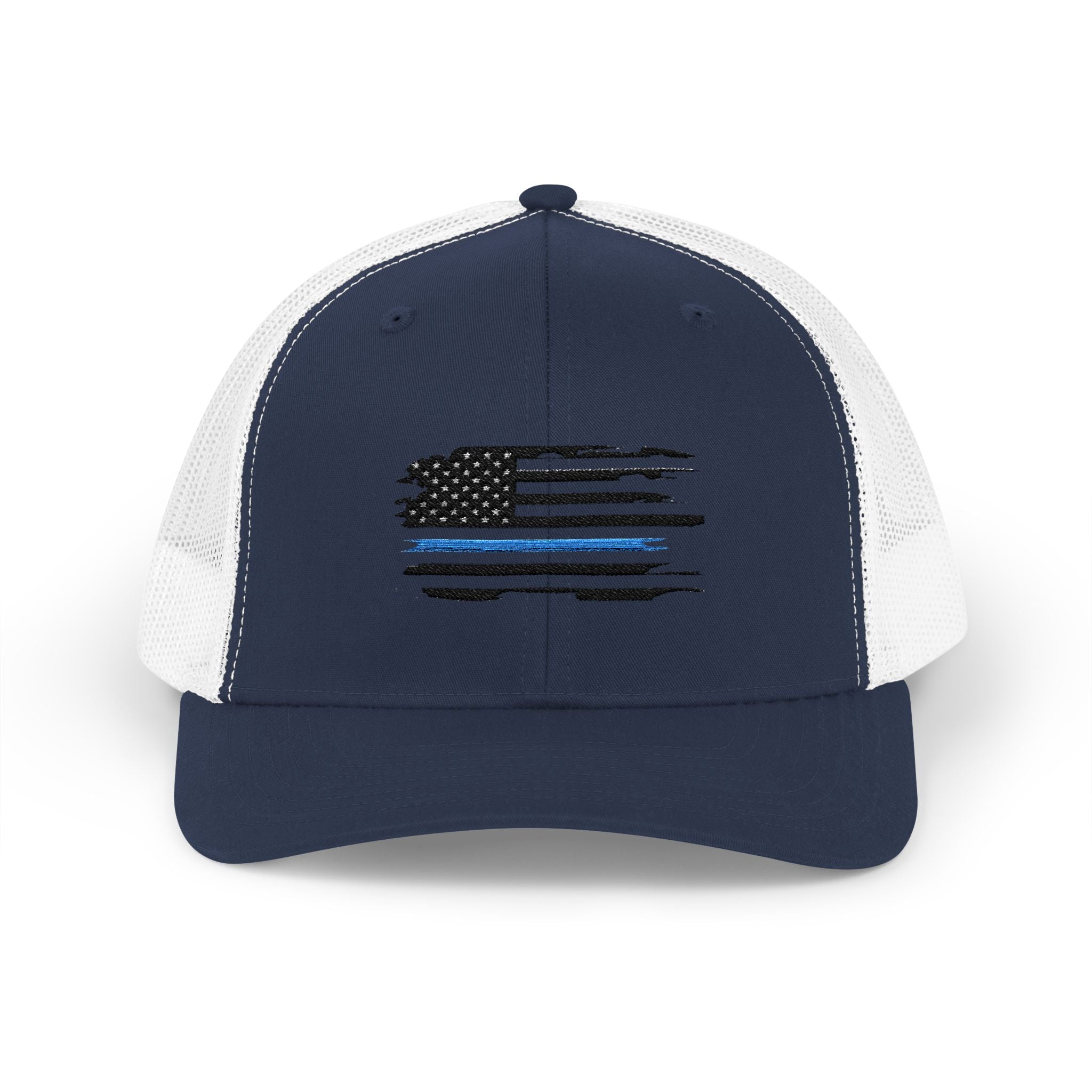 Back The Blue Snapback Trucker Cap with Thin Red Line Design, Ideal for First Responders, Supportive Gifts, Memorials, Everyday Wear
