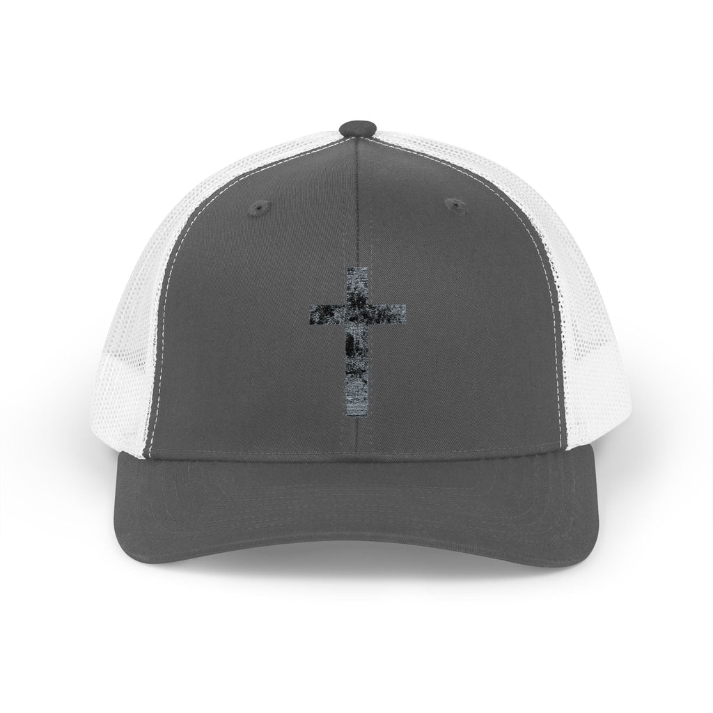 Holly Cross Snapback Trucker Cap with Thin Red Line Design, Ideal for First Responders, Supportive Gifts, Memorials, Everyday Wear