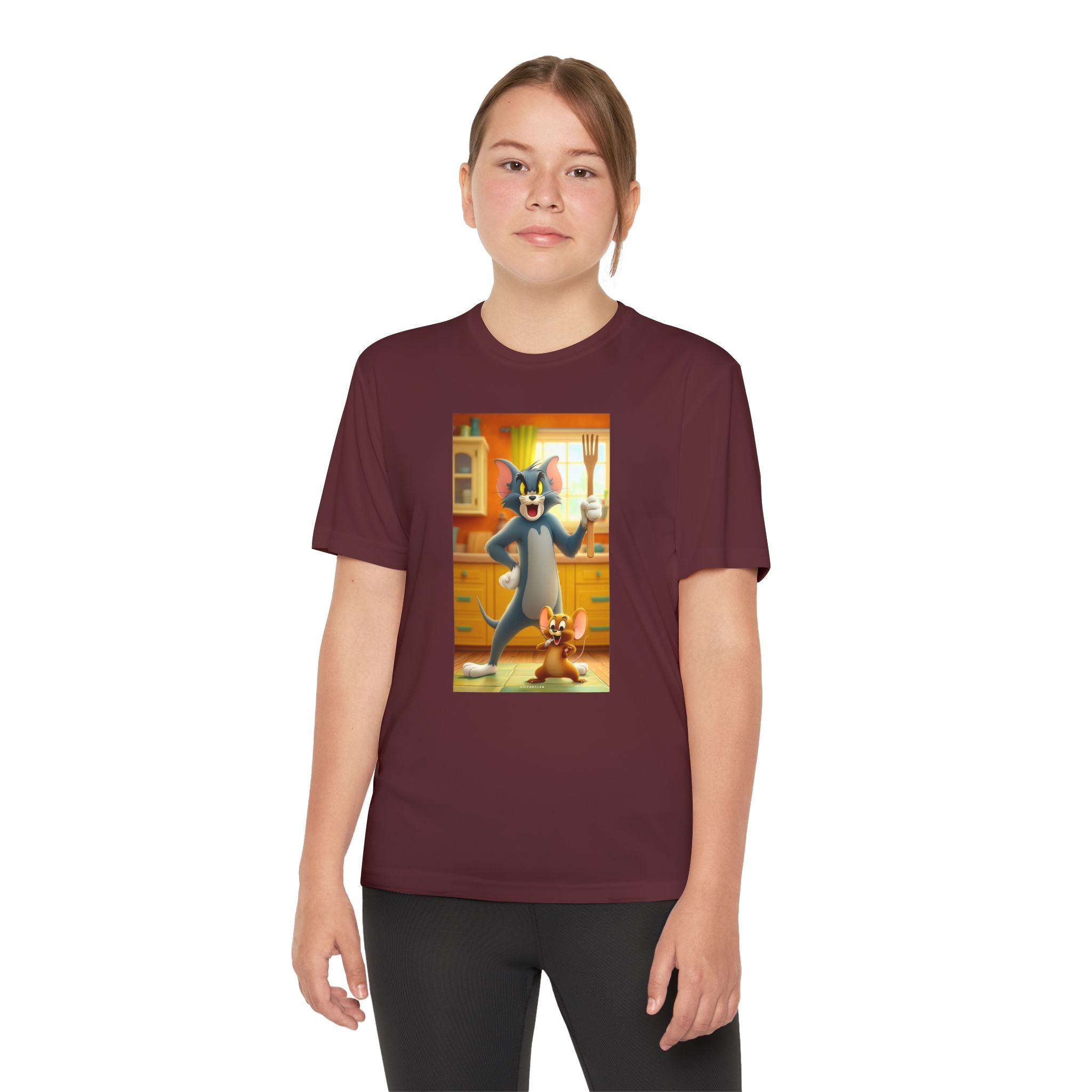 Youth Competitor Tee with Tom And Jerry design, Cartoon Graphic Kid's T-Shirt, Kids Tee, Children's Clothing, Funny Tee for Boys and Girls
