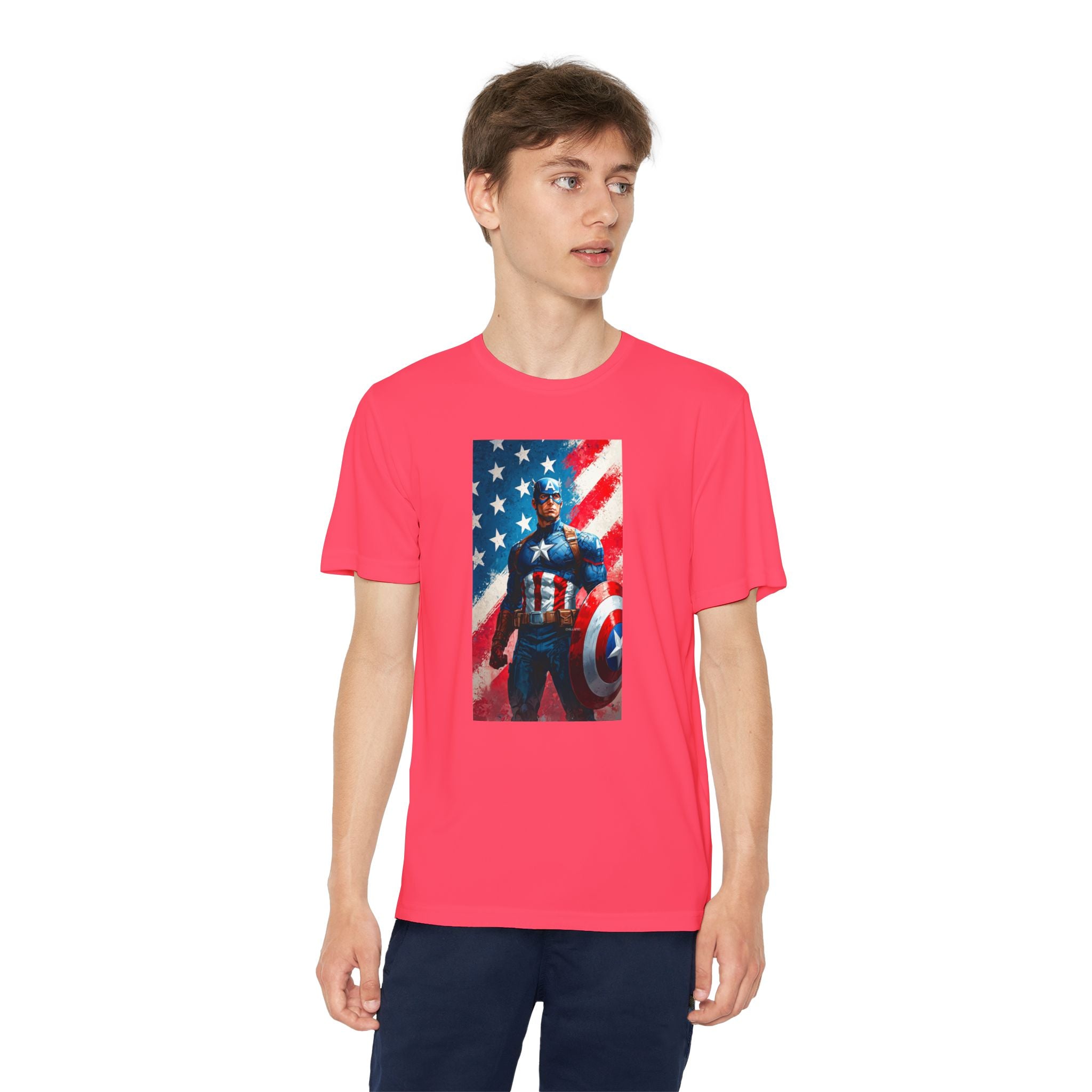Captain America Superhero Marvel Patriotic, Kids Graphic T-Shirt, Boys Hero Top, Girls Comic Book Clothing, Birthday