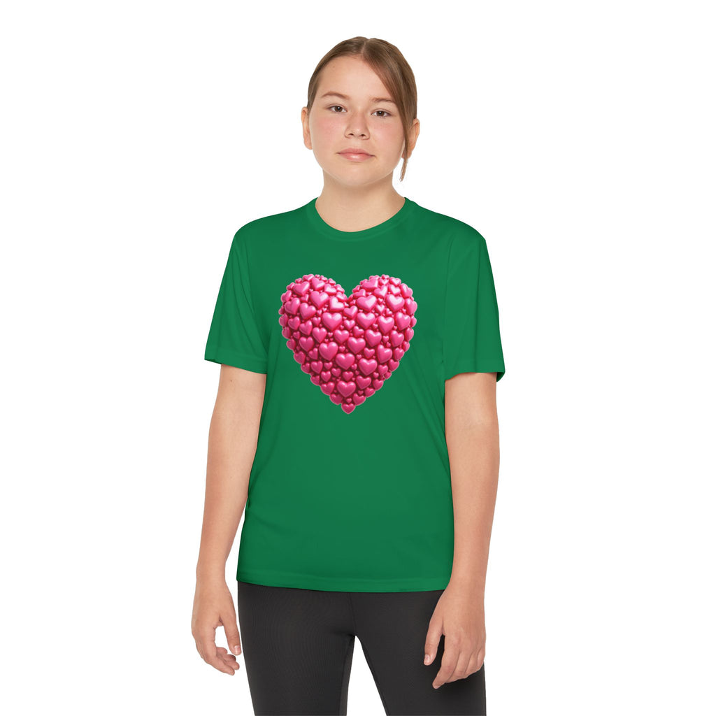 Heart Youth T-Shirt Sports Graphic Tee, Cool Athletic Shirt for Kids, Perfect for Sports Events, Team Spirit
