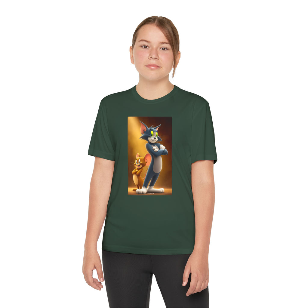 Youth Competitor Tee with Tom And Jerry design, Cartoon Graphic Kid's T-Shirt, Kids Tee, Children's Clothing, Funny Tee for Boys and Girls