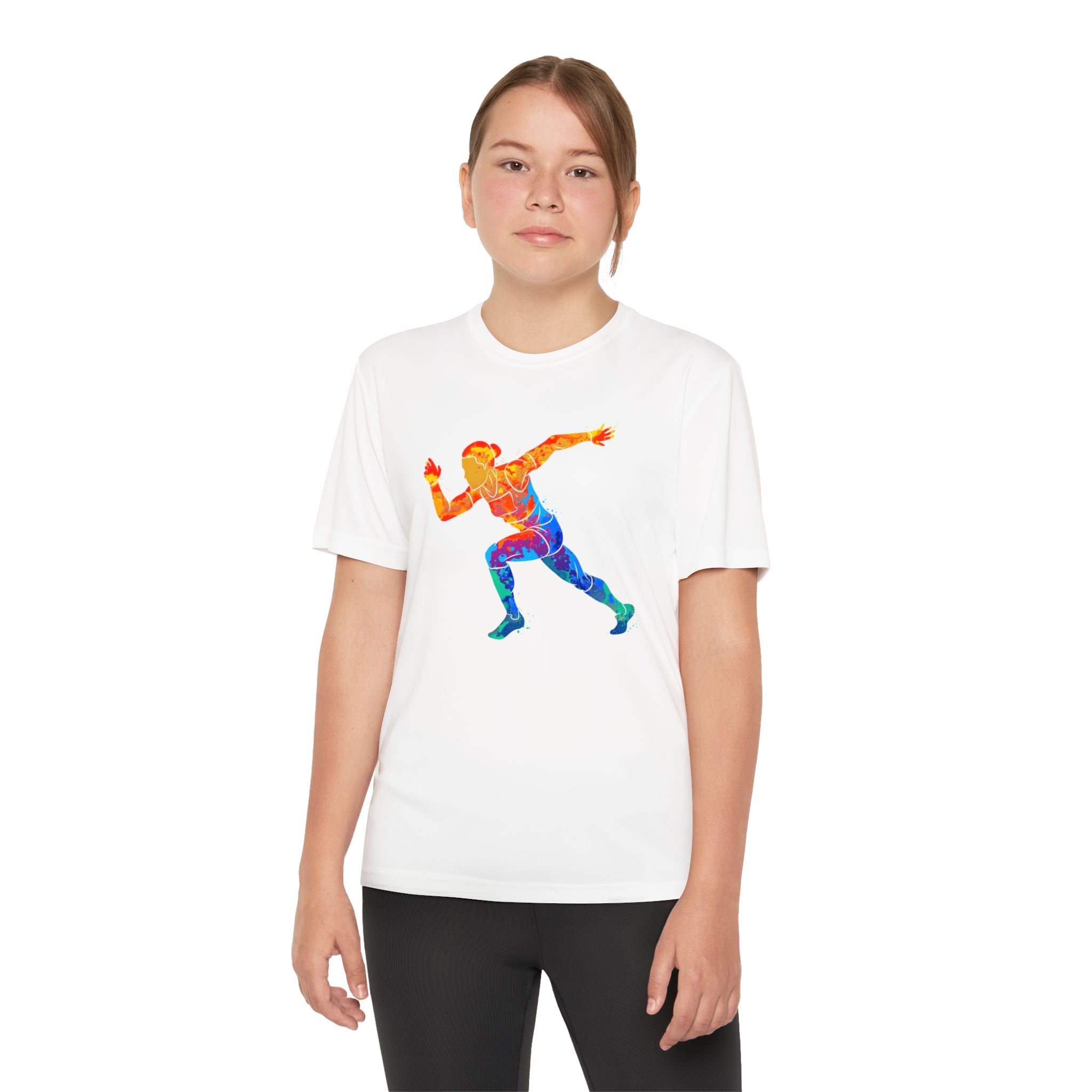 Running Youth T-Shirt Sports Graphic Tee, Cool Athletic Shirt for Kids, Perfect for Sports Events, Team Spirit