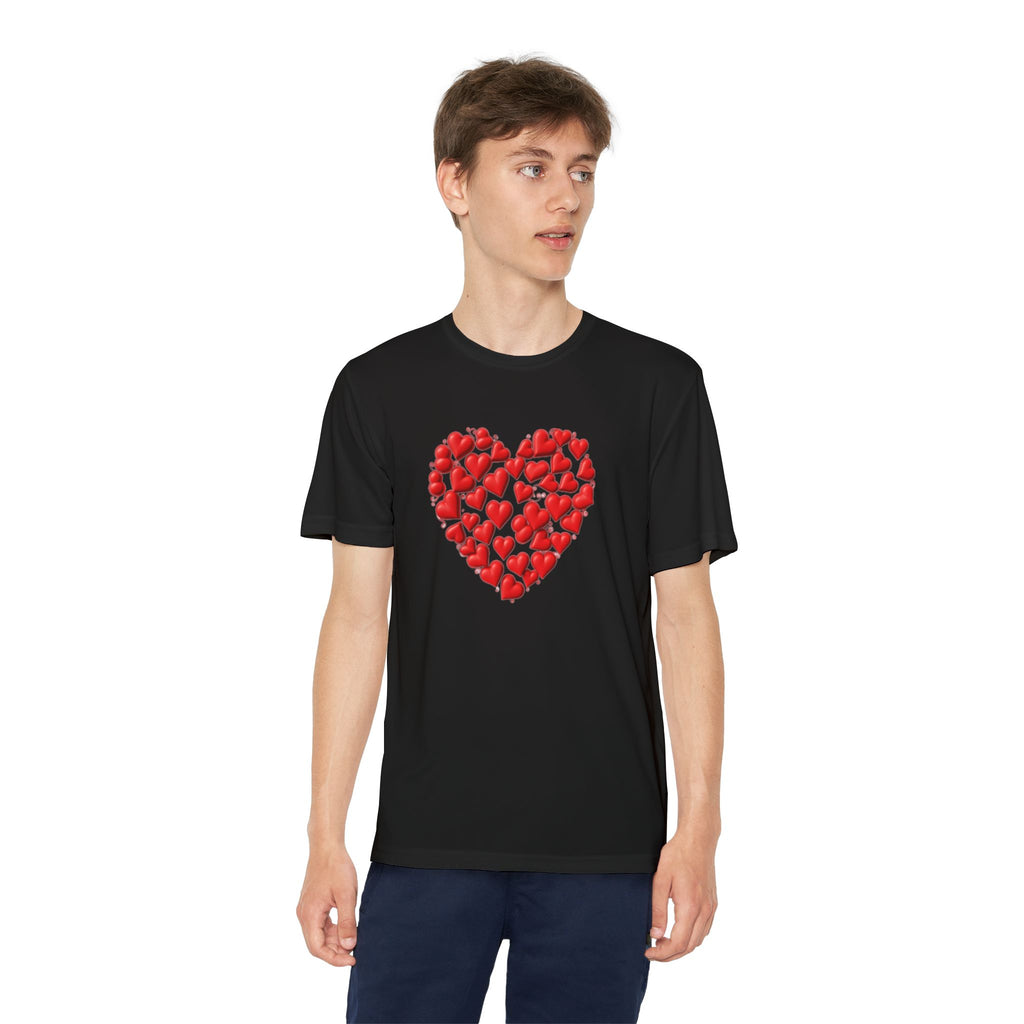 Heart Youth T-Shirt Sports Graphic Tee, Cool Athletic Shirt for Kids, Perfect for Sports Events, Team Spirit