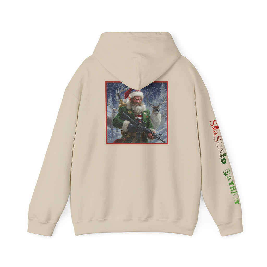 Christmas Elf Patriotic USA Hoodie, Sweatshirt, Unisex Hooded Pullover, Holiday Outerwear, Festive Winter Apparel