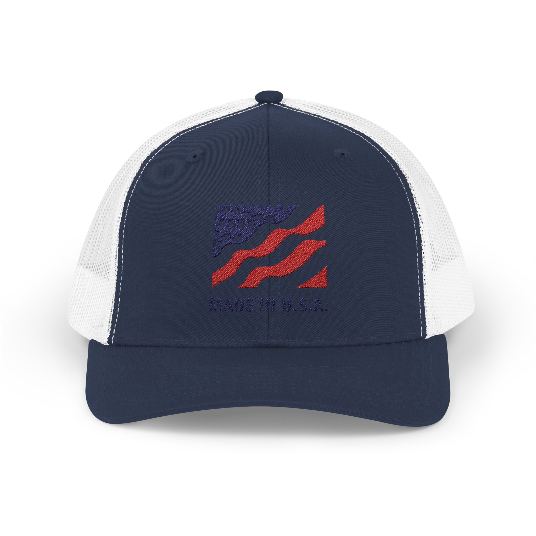 Made In The USA Snapback Trucker Cap with Thin Red Line Design, Ideal for First Responders, Supportive Gifts, Memorials, Everyday Wear